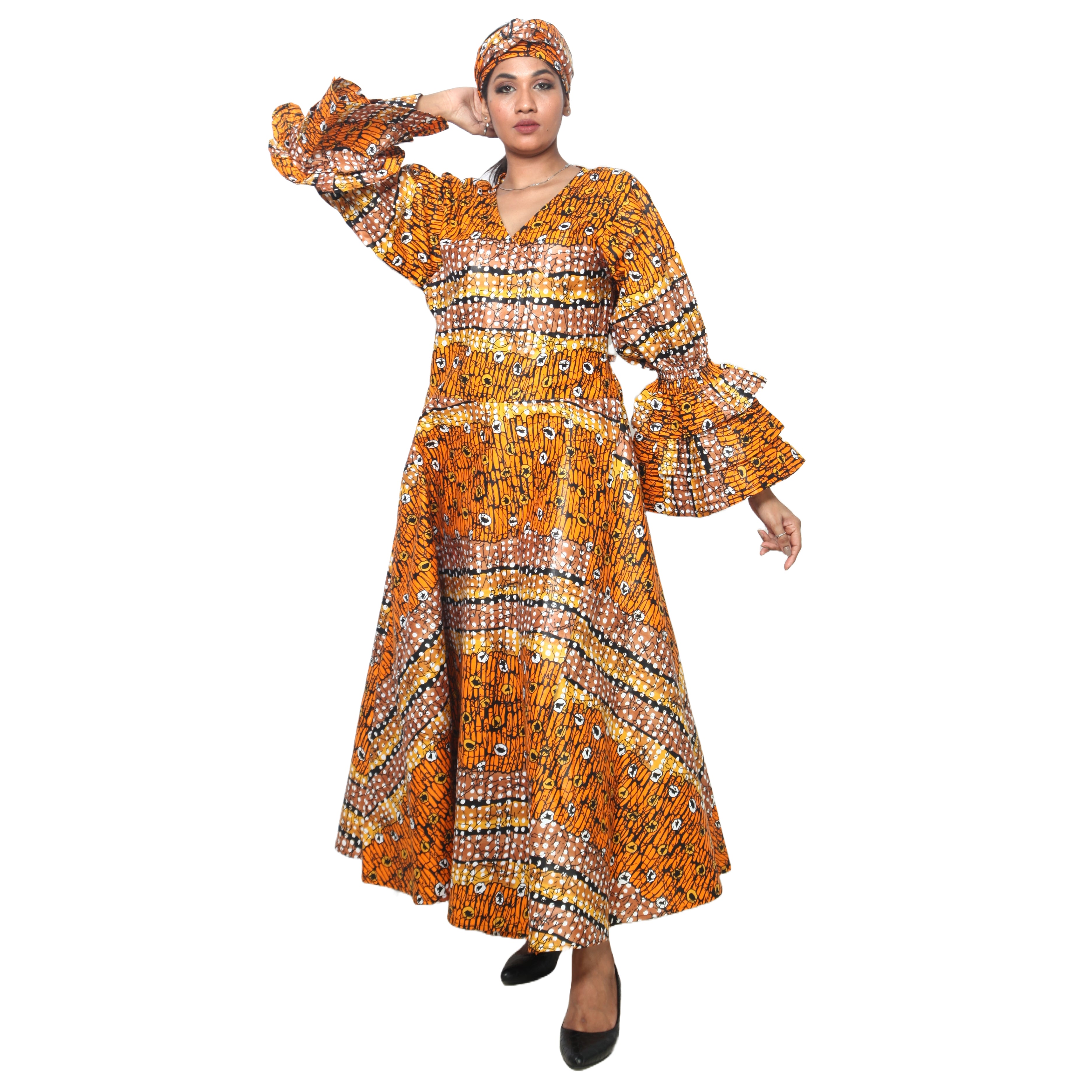 Women's Tiered Frill Sleeve Wrap Dress - FI-70 FS