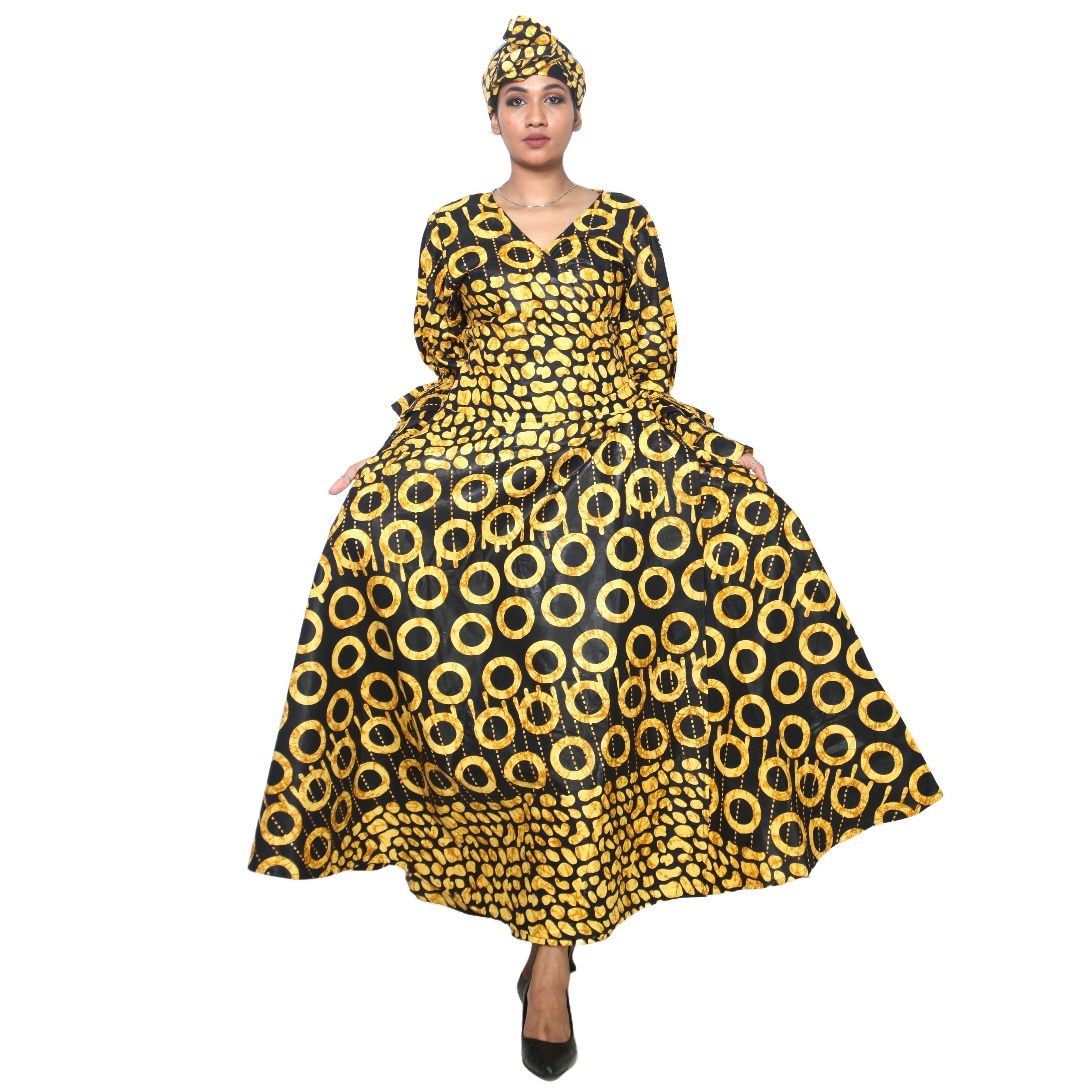 Women's Tiered Frill Sleeve Wrap Dress - FI-70 FS