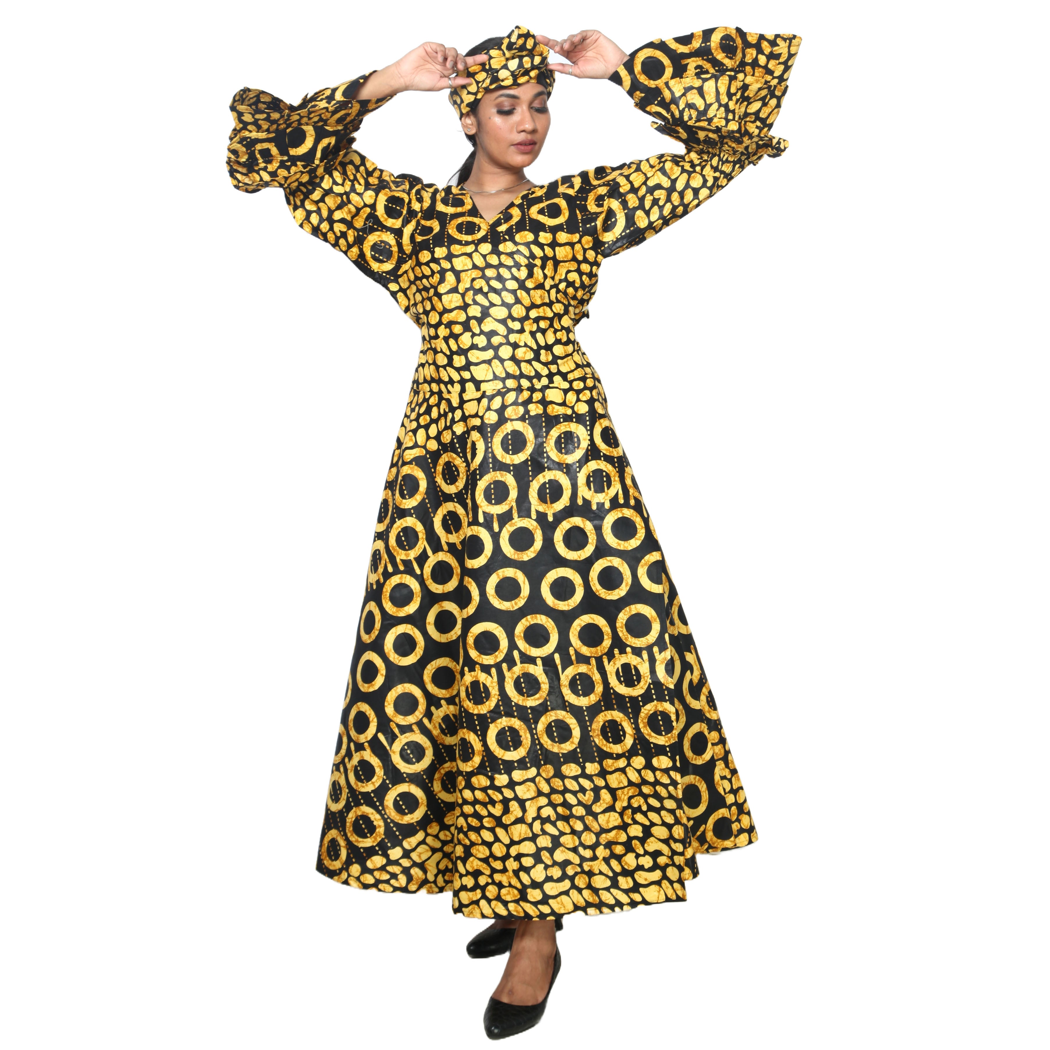 Women's Tiered Frill Sleeve Wrap Dress - FI-70 FS