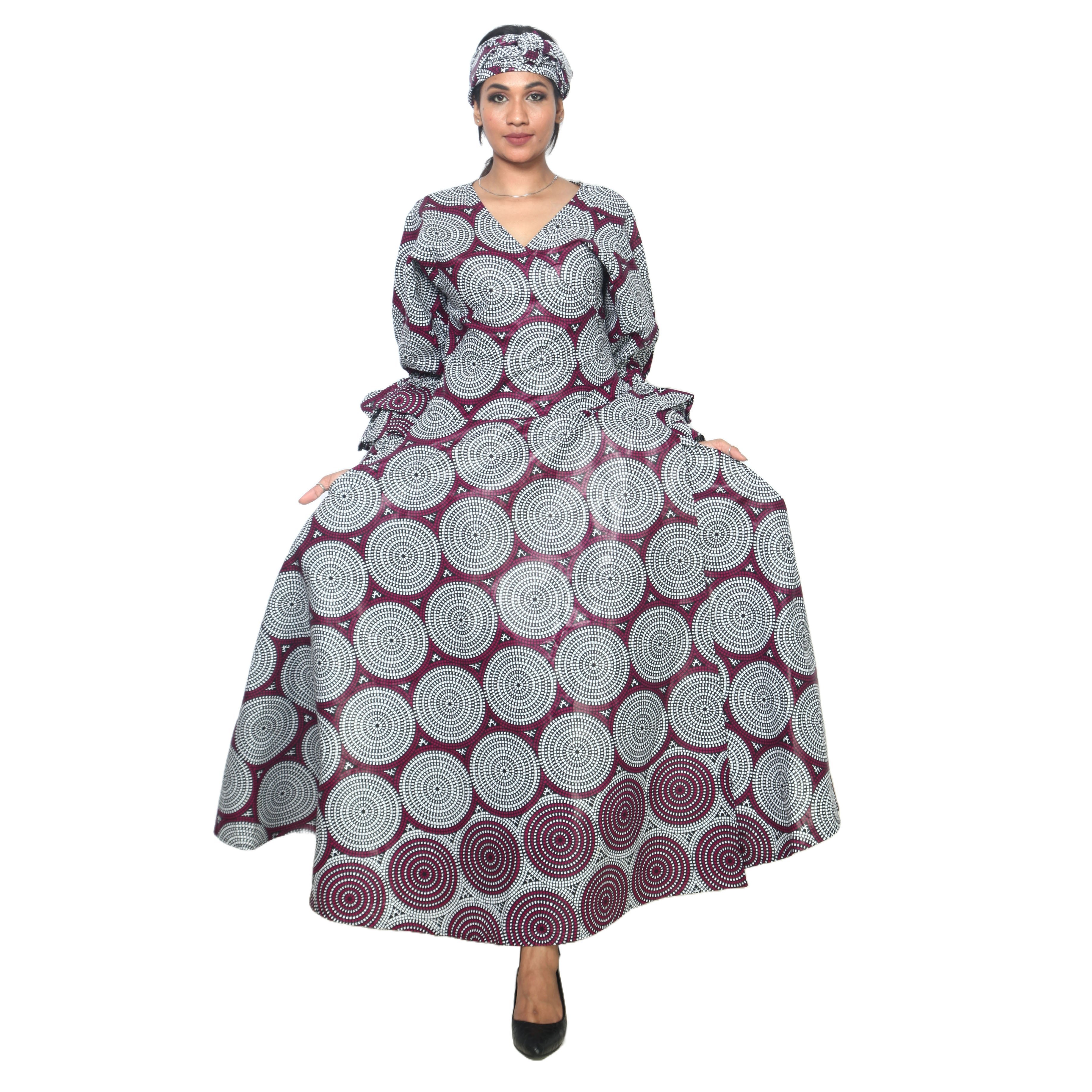 Women's Tiered Frill Sleeve Wrap Dress - FI-70 FS