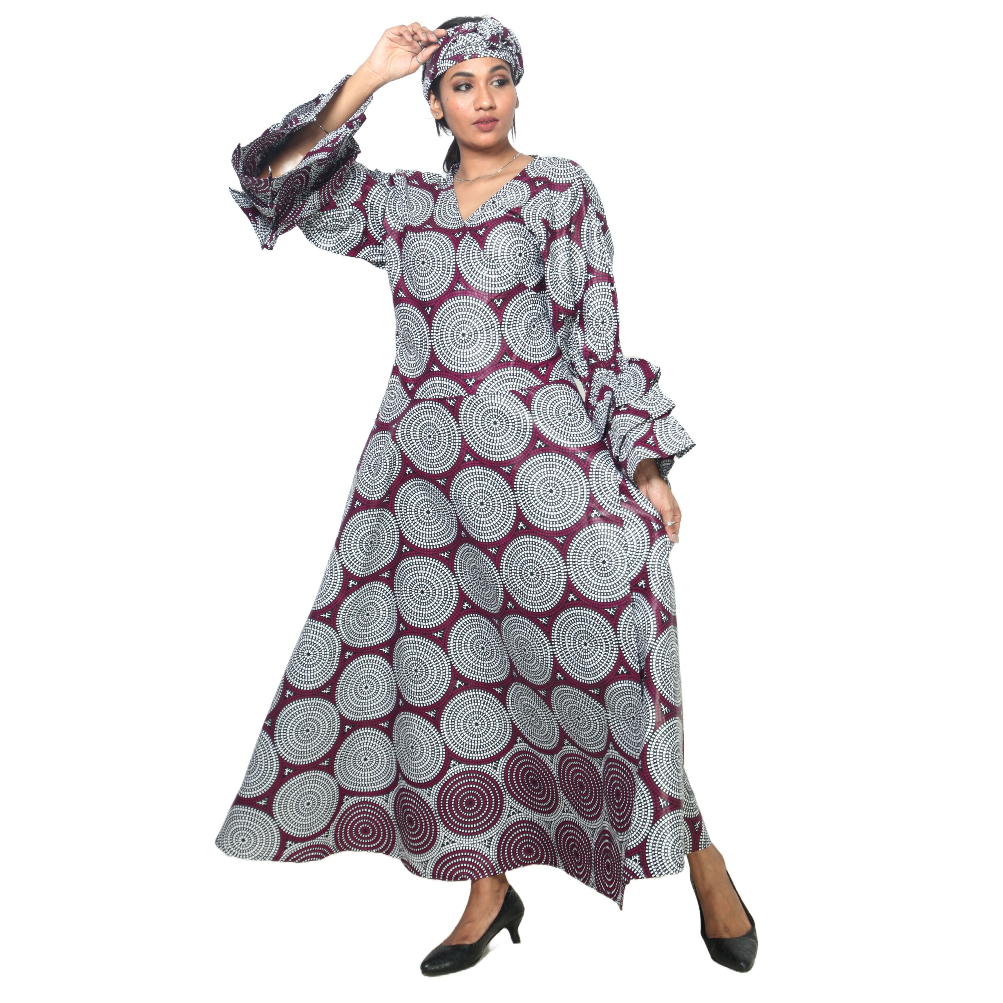 Women's Tiered Frill Sleeve Wrap Dress - FI-70 FS