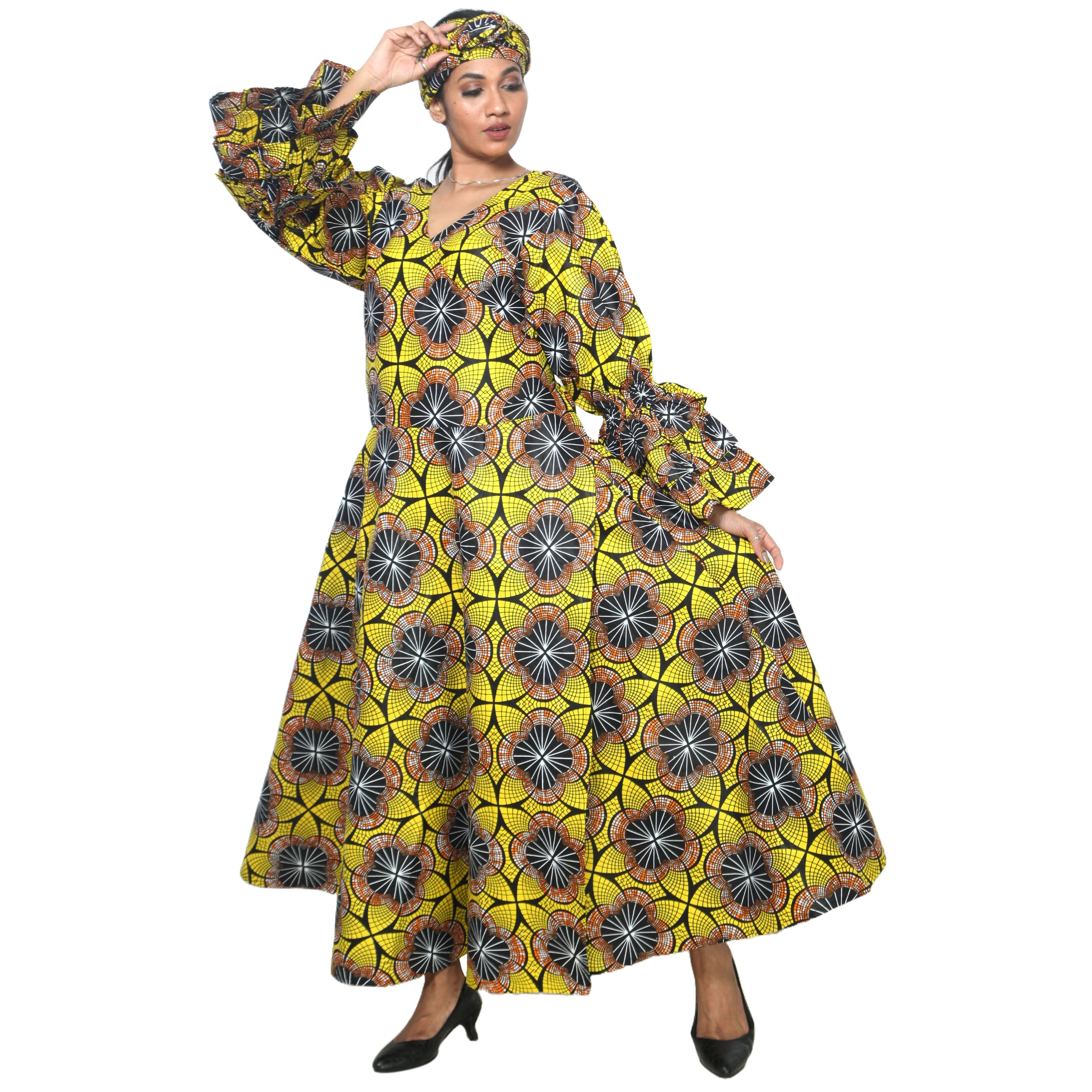 Women's Tiered Frill Sleeve Wrap Dress - FI-70 FS