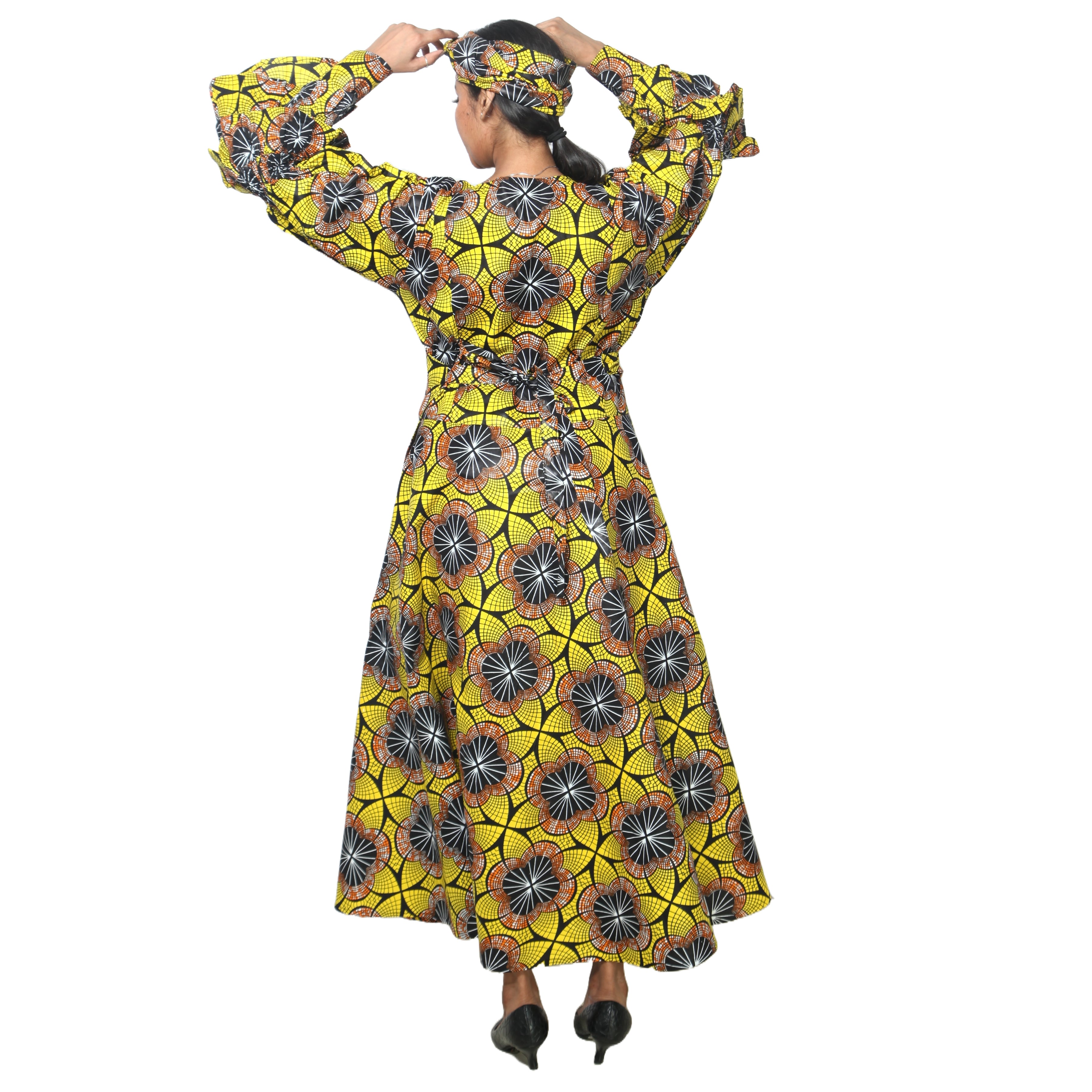 Women's Tiered Frill Sleeve Wrap Dress - FI-70 FS