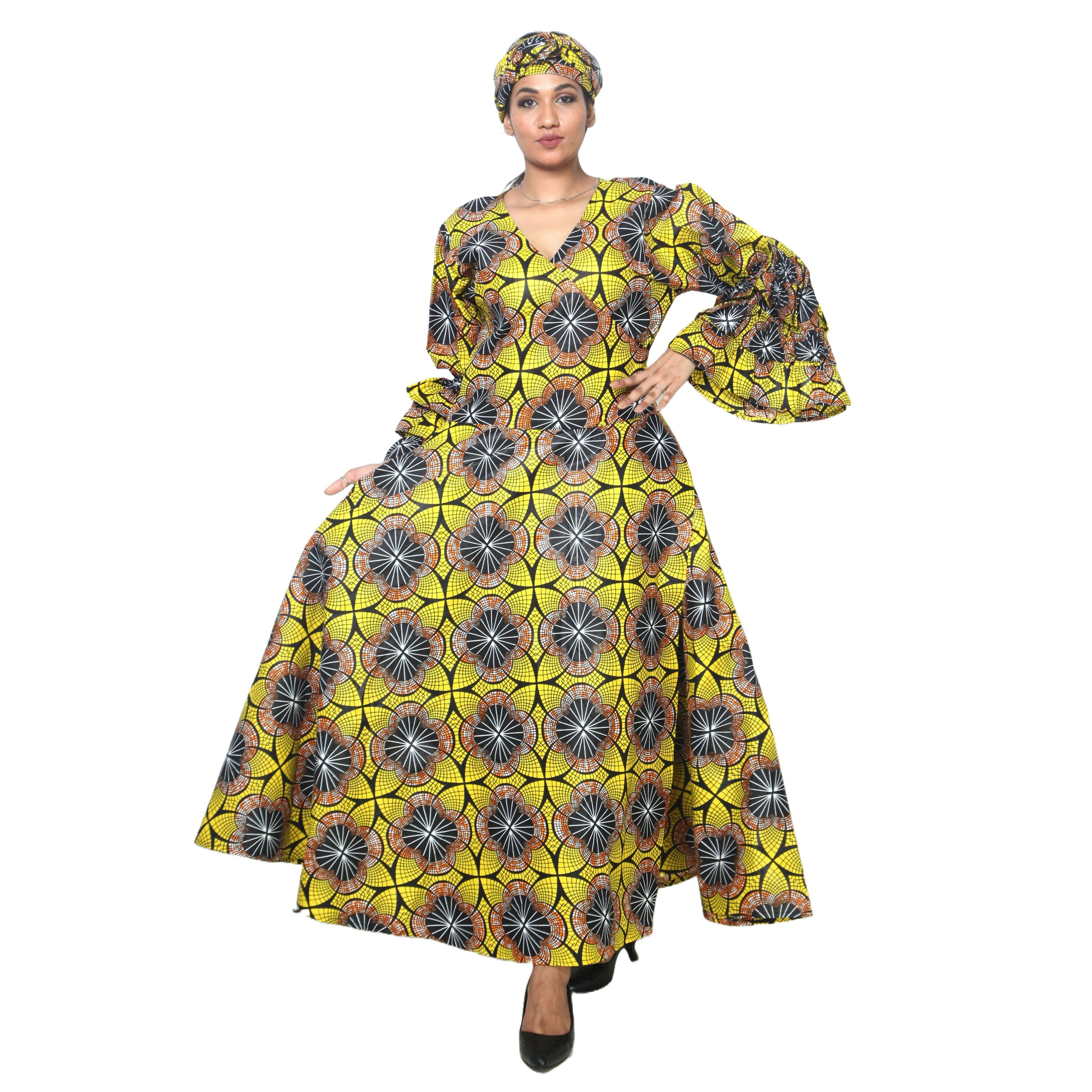 Women's Tiered Frill Sleeve Wrap Dress - FI-70 FS