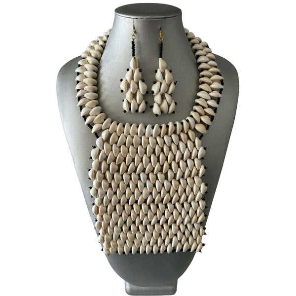 African Square Style Cowrie Shell Necklace Set