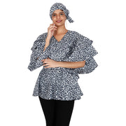 Womens Frill-sleeve Wrap Blouse FI-3052