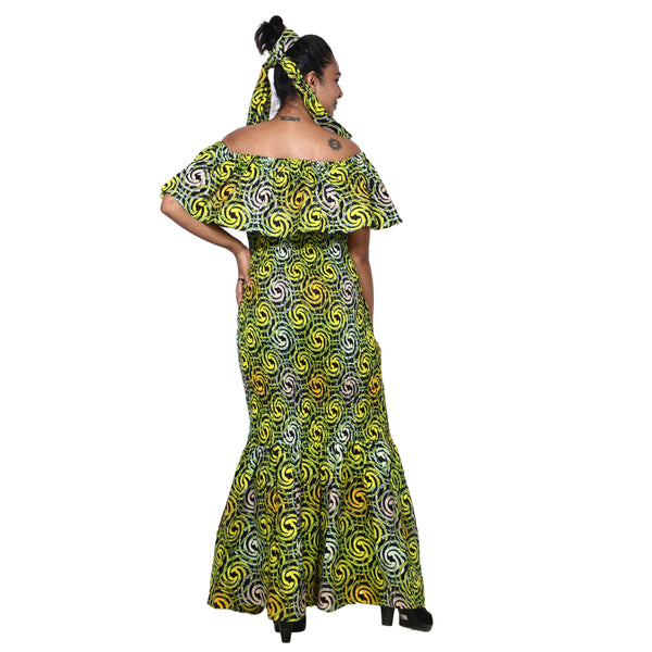 Women's Off Shoulder Smocking Maxi Dress -- FI-50077