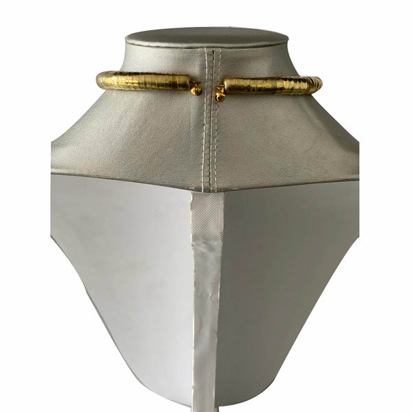 African Metal Rectangle Token Necklace Set -- GOLD -- Jewelry A36