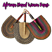 African Hand Woven Fans -- Set of 12
