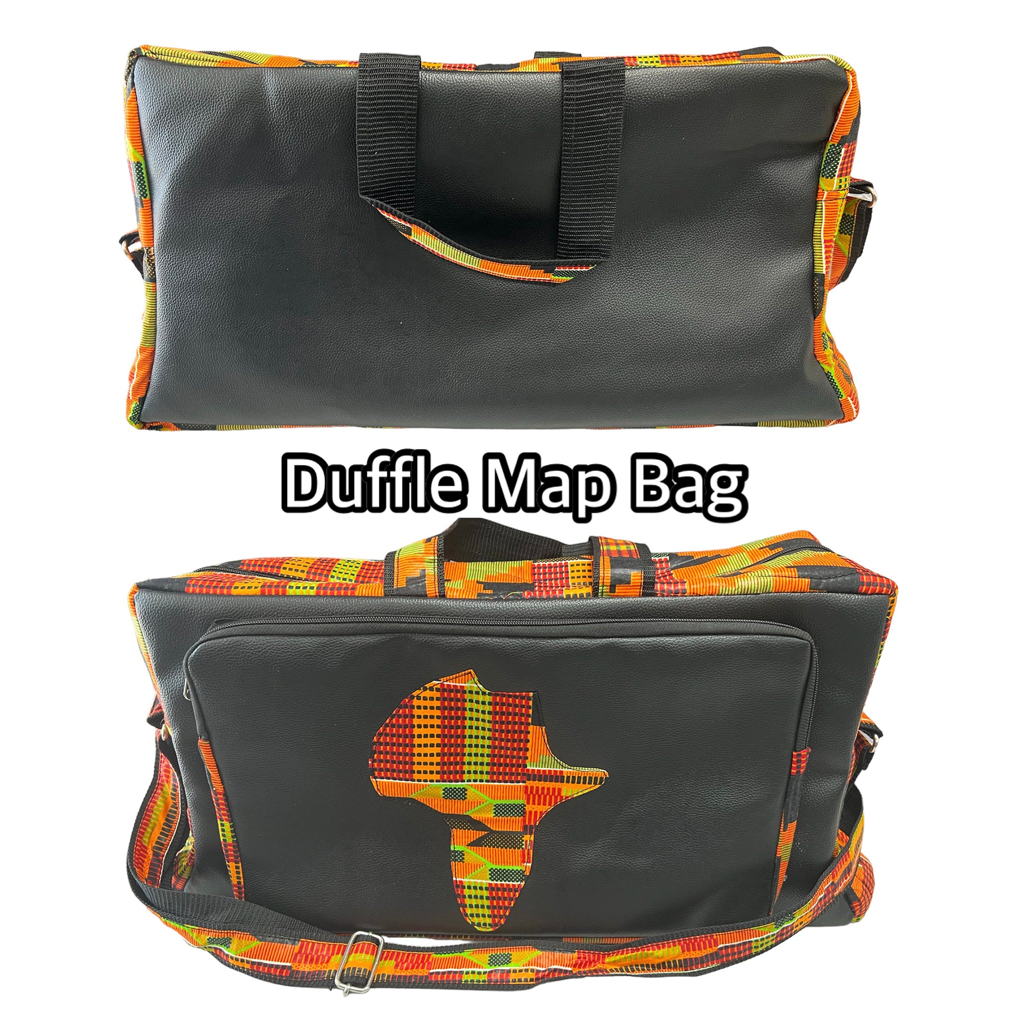Kente Printed Duffle Africa Map Bag