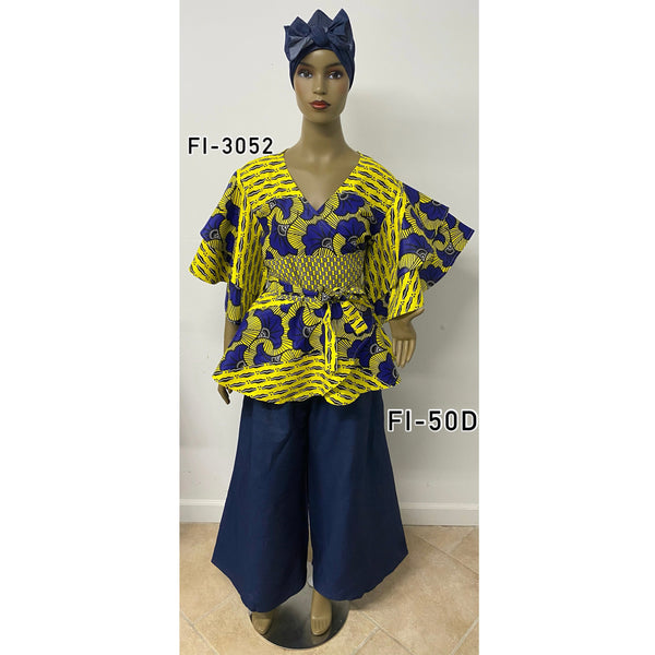 Women's Denim Palazzo Pants with Tie - FI-50D