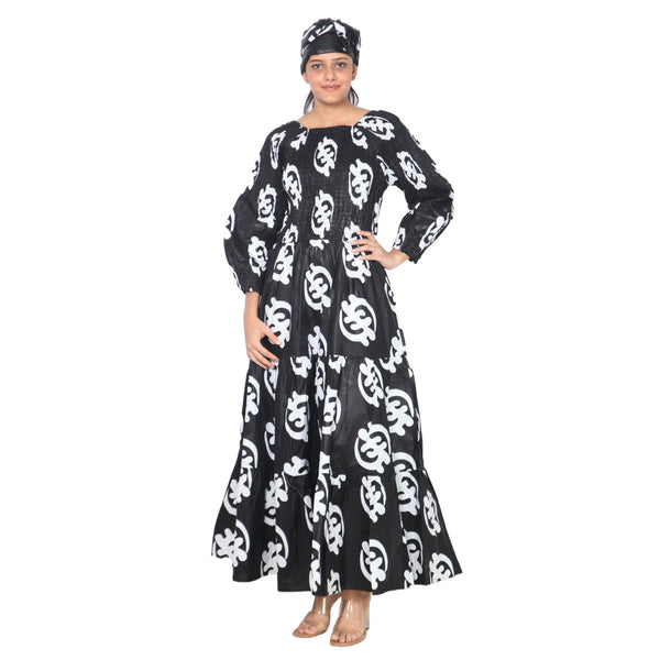 Women's Smocking Long Sleeve Maxi Dress -- FI-50083