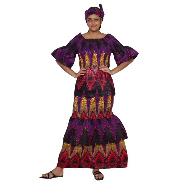 Women's Off Shoulder Smocking Skirt Set - FI-4033