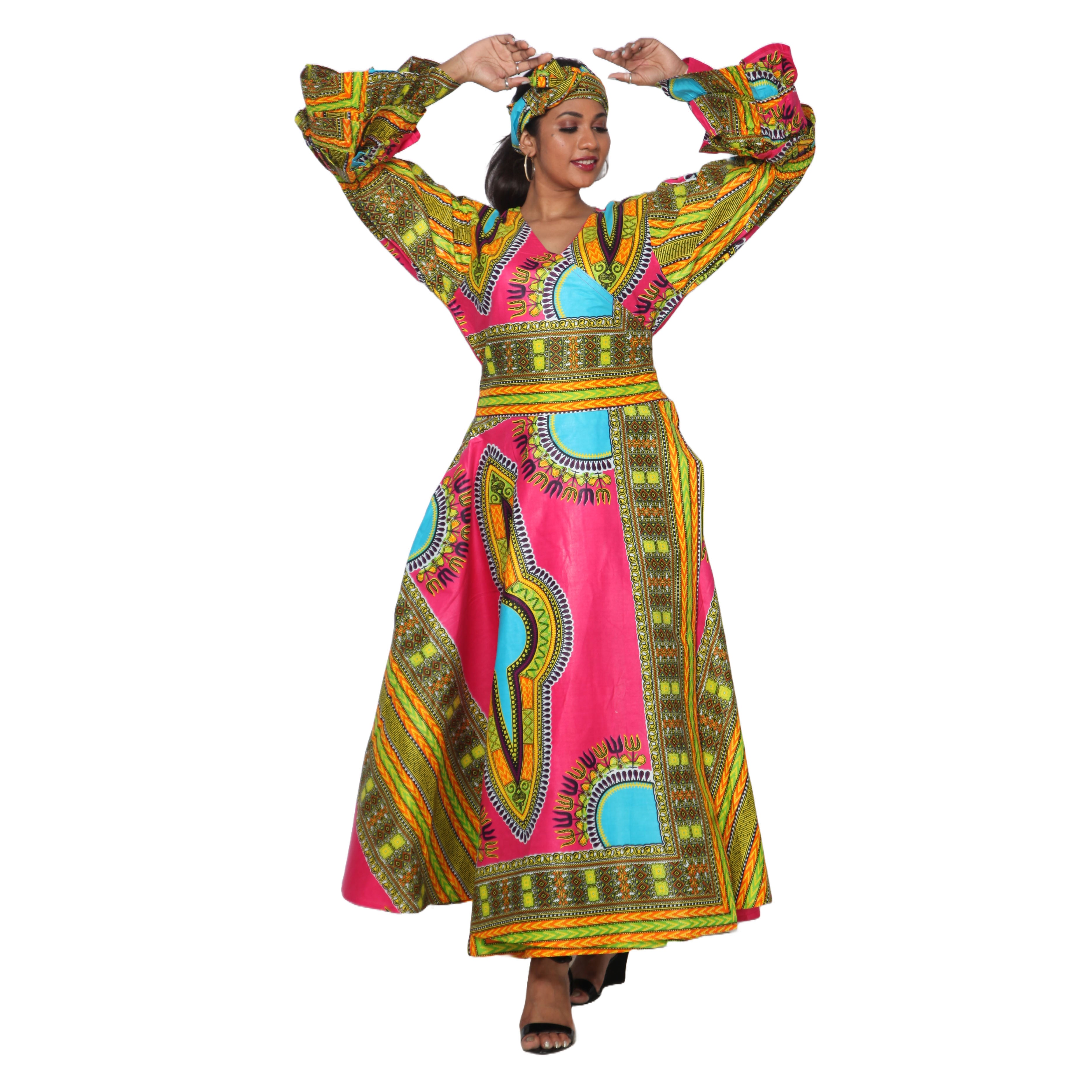 Women's Tiered Frill Sleeve Wrap Dress - FI-70 FS
