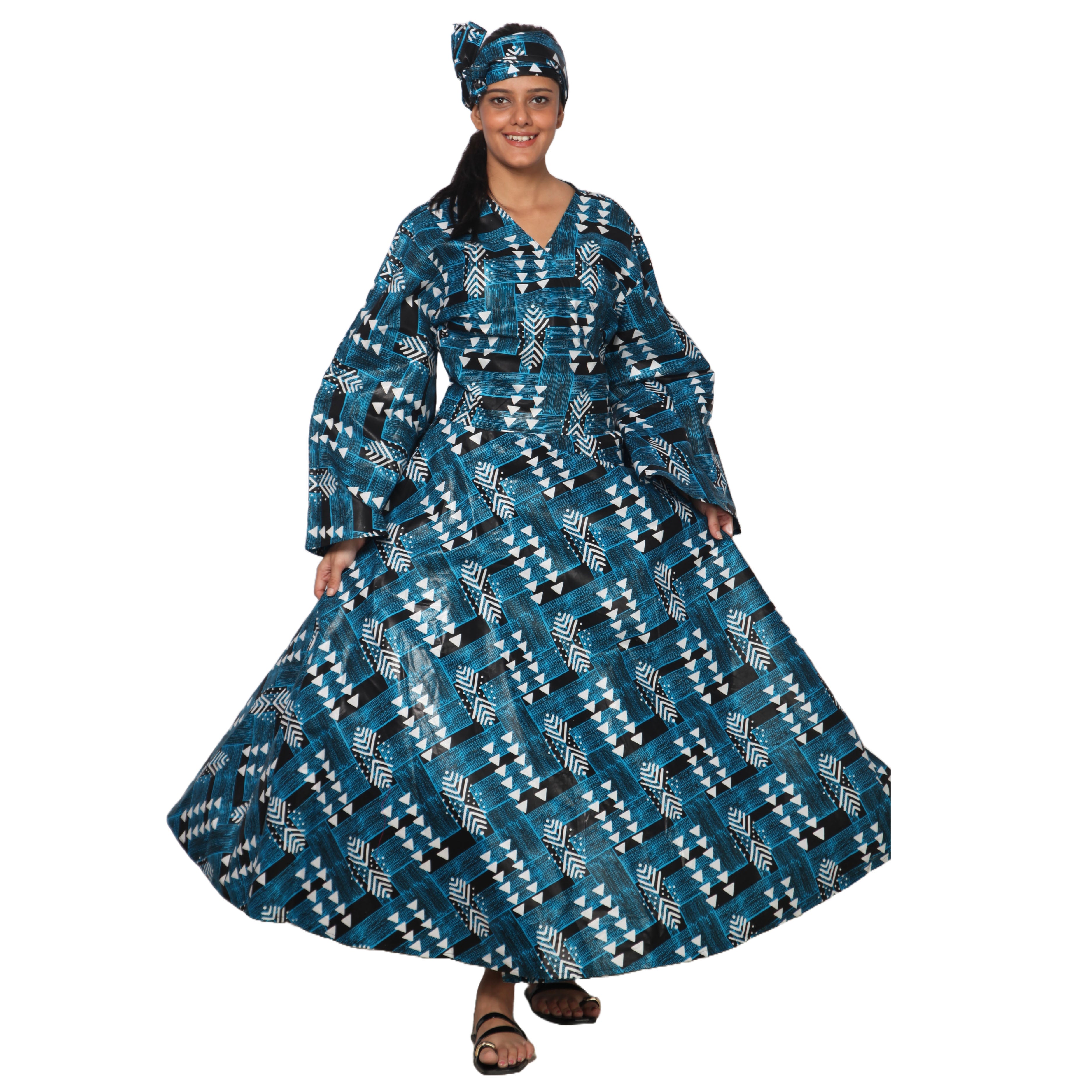 Women's African PLUS Size Long Sleeve Wrap Maxi Dress African-Stars Women's African PLUS Size Long Sleeve Wrap Maxi Dress African-Stars