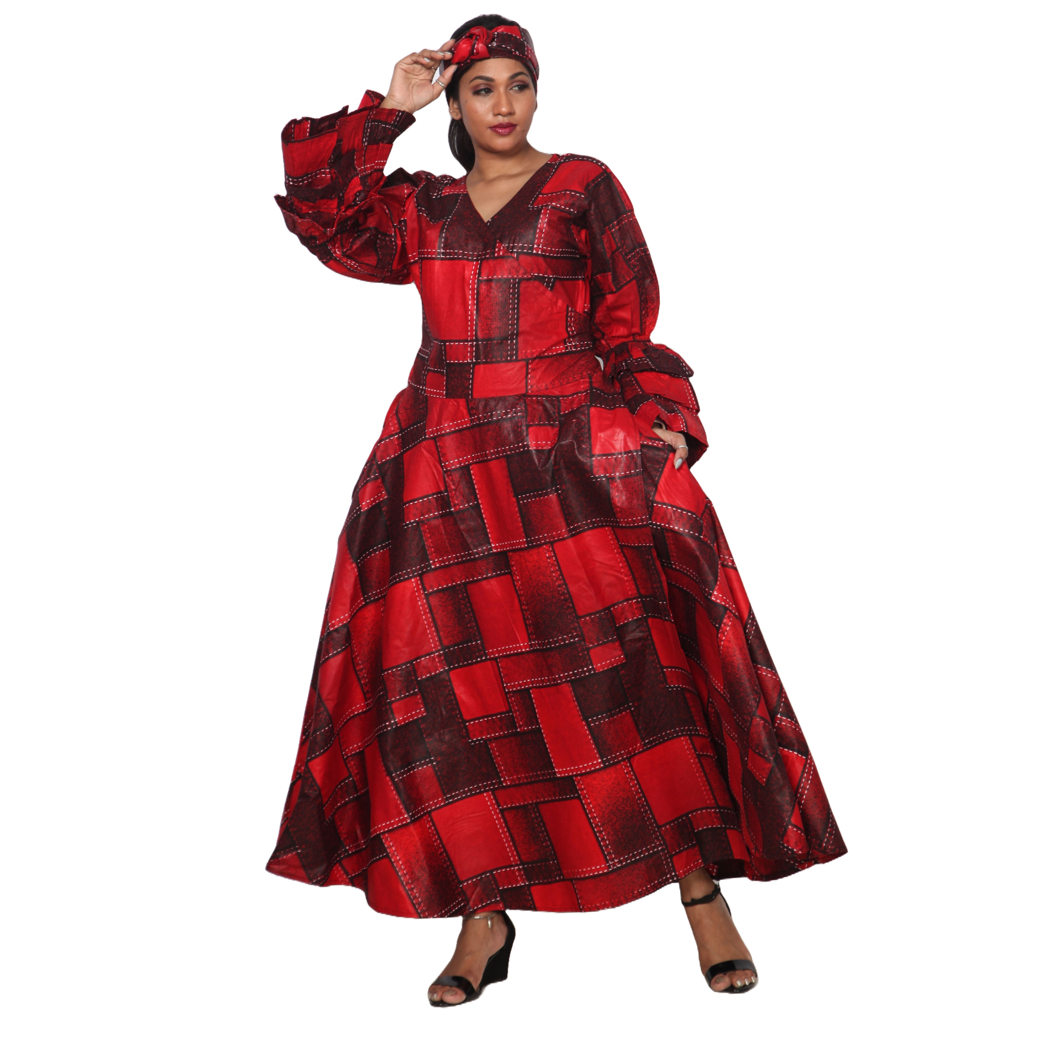 Women's Tiered Frill Sleeve Wrap Dress - FI-70 FS