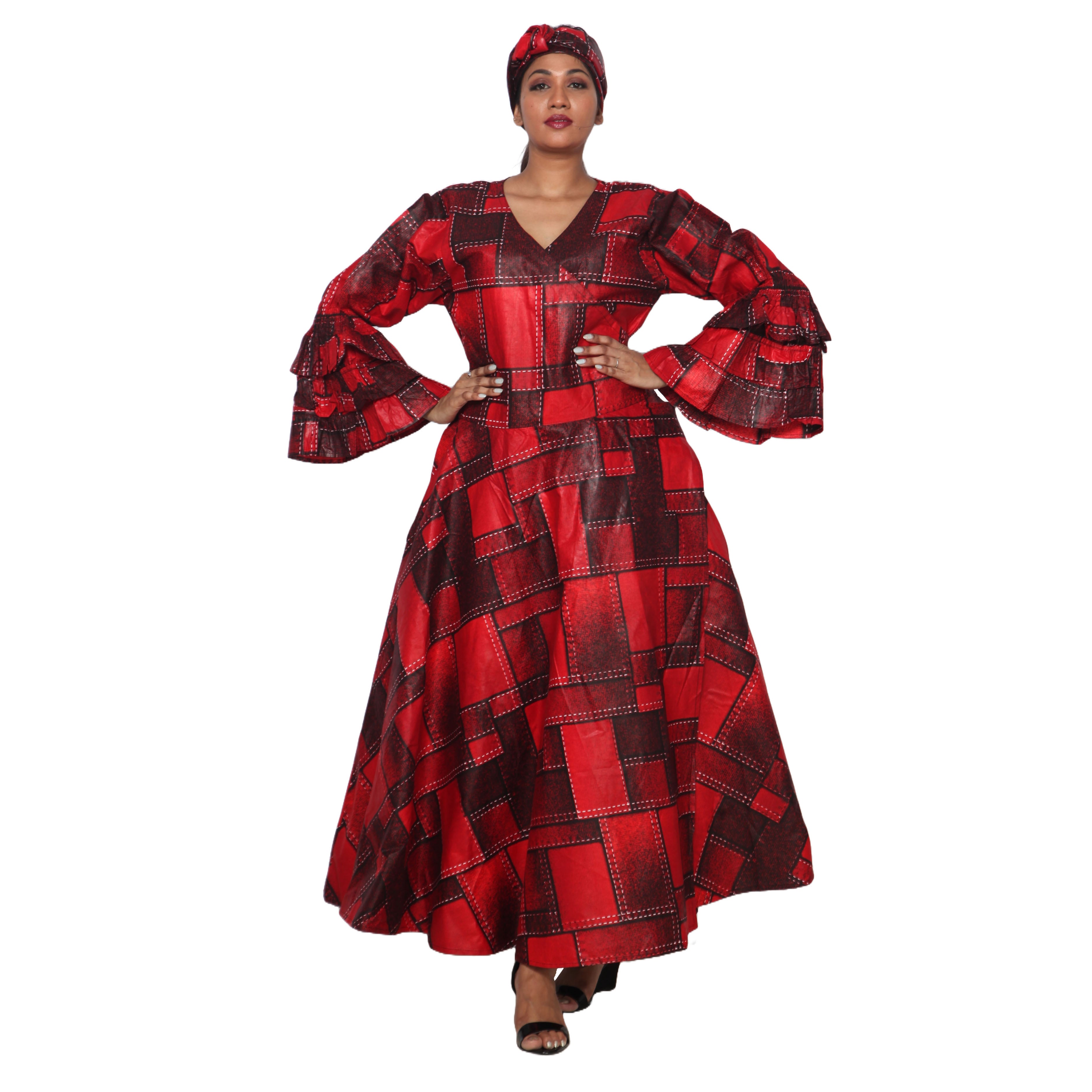 Women's Tiered Frill Sleeve Wrap Dress - FI-70 FS