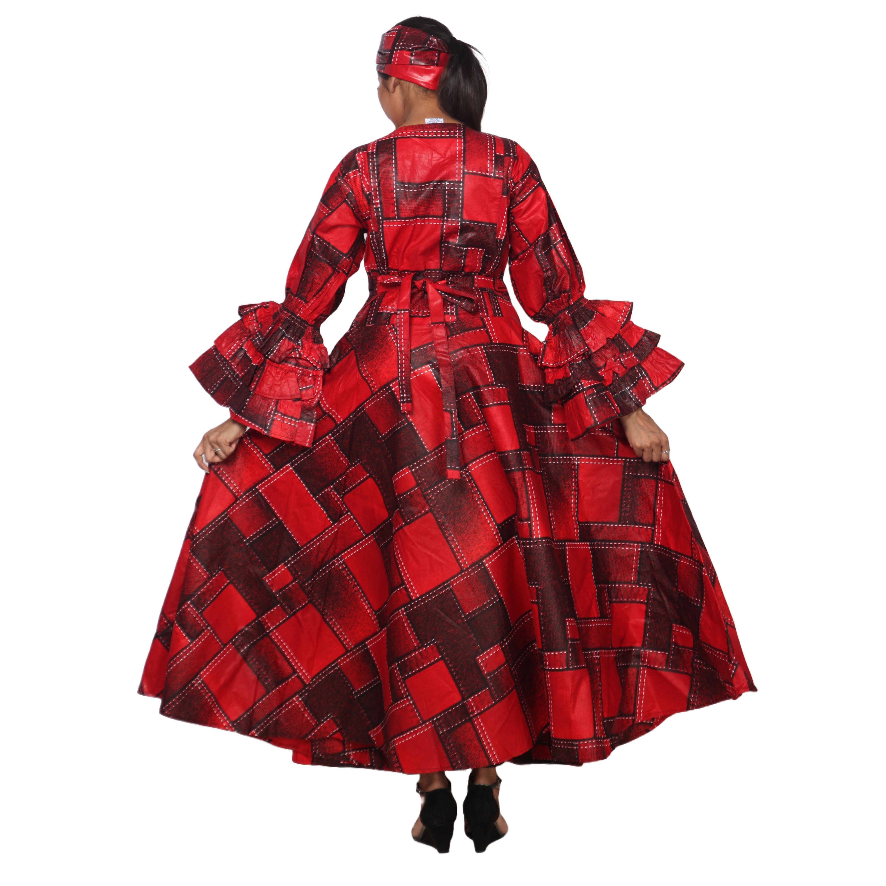 Women's Tiered Frill Sleeve Wrap Dress - FI-70 FS