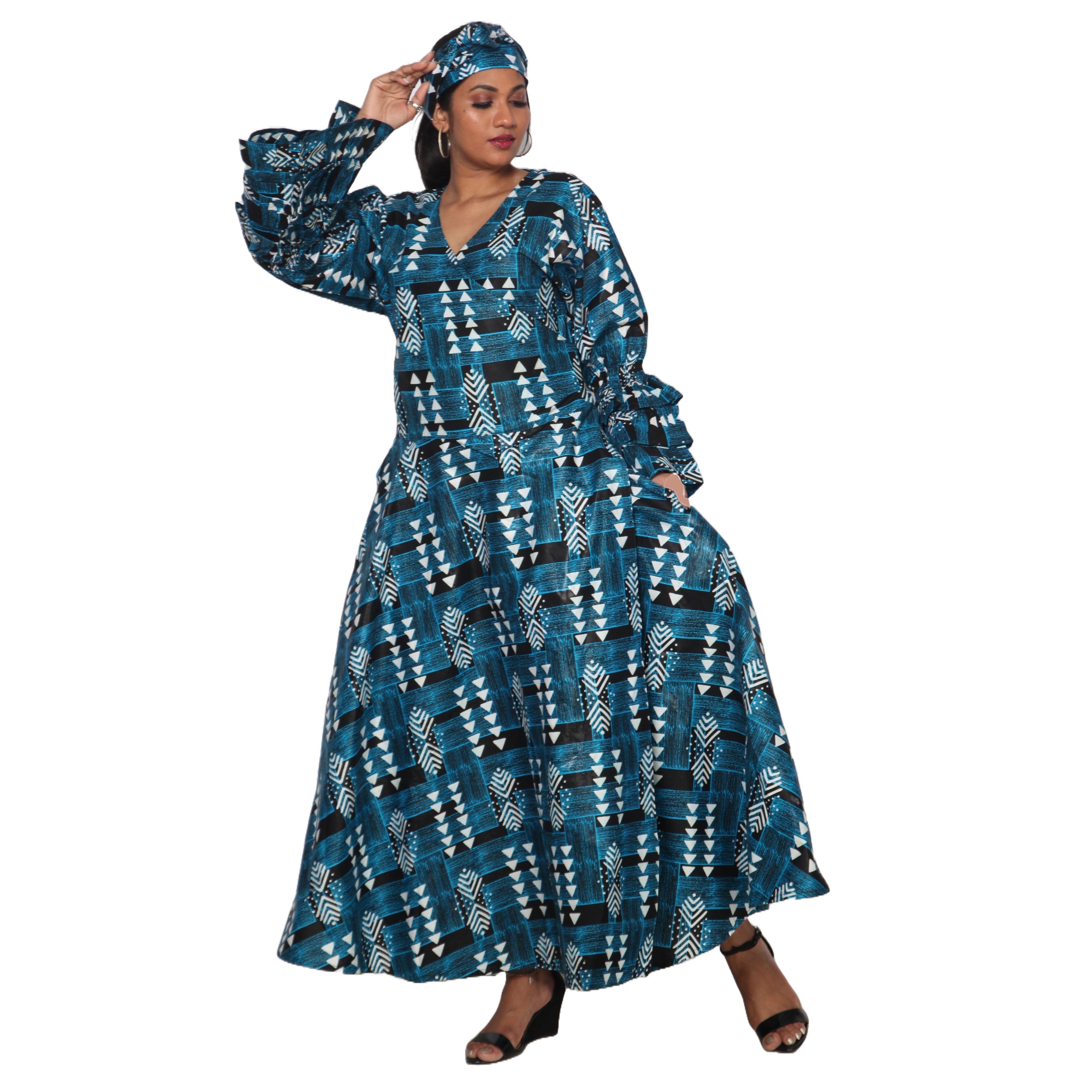 Women's Tiered Frill Sleeve Wrap Dress - FI-70 FS