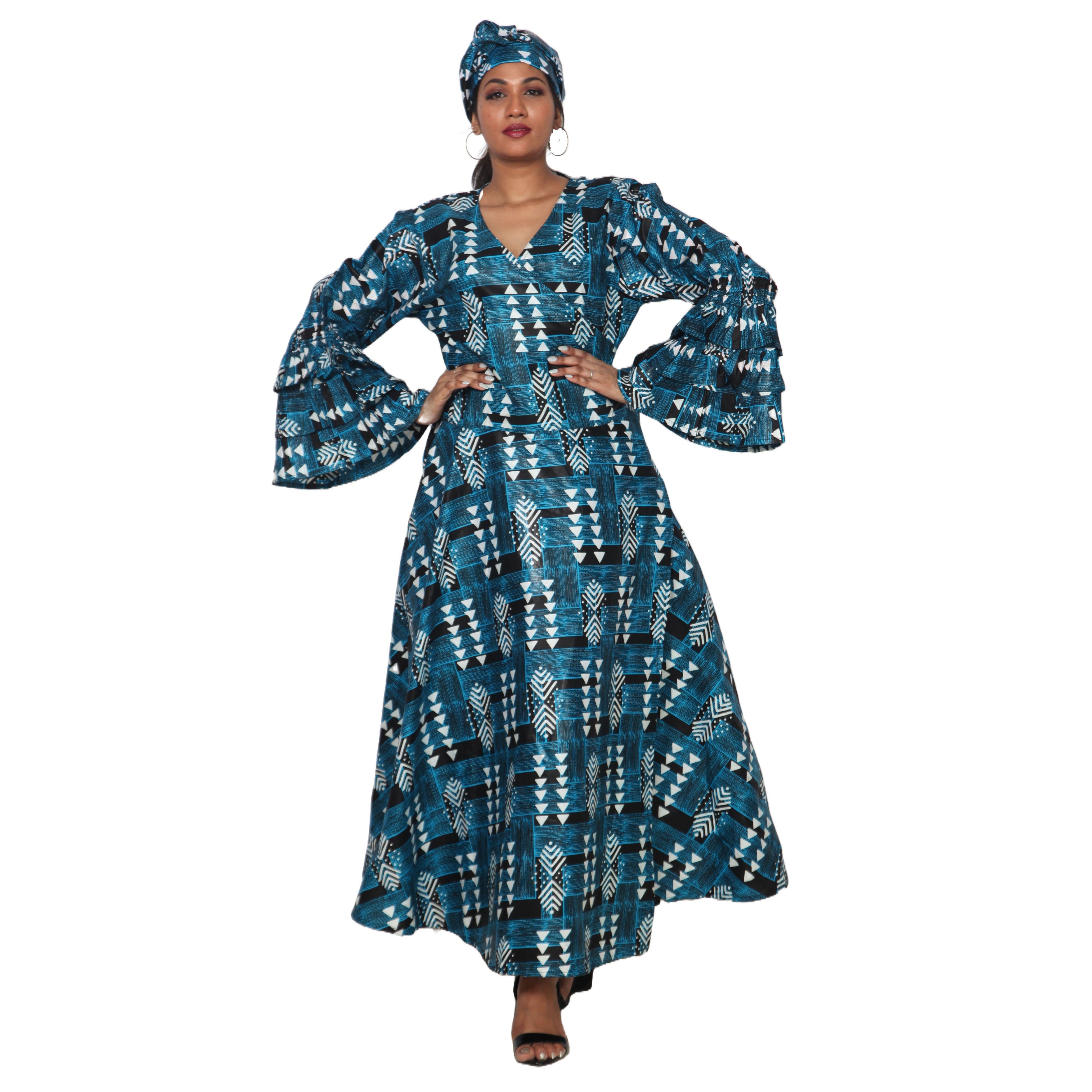 Women's Tiered Frill Sleeve Wrap Dress - FI-70 FS