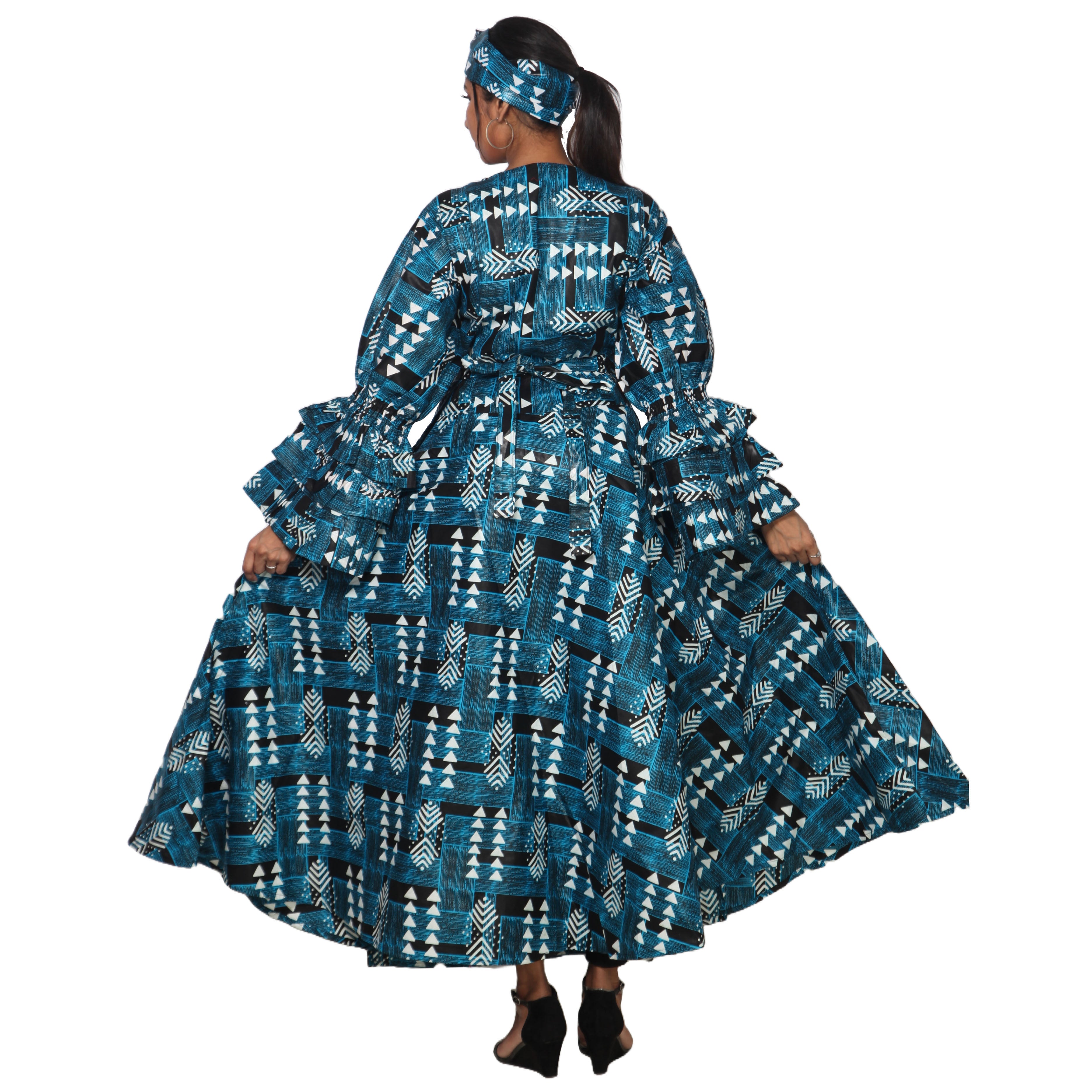 Women's Tiered Frill Sleeve Wrap Dress - FI-70 FS