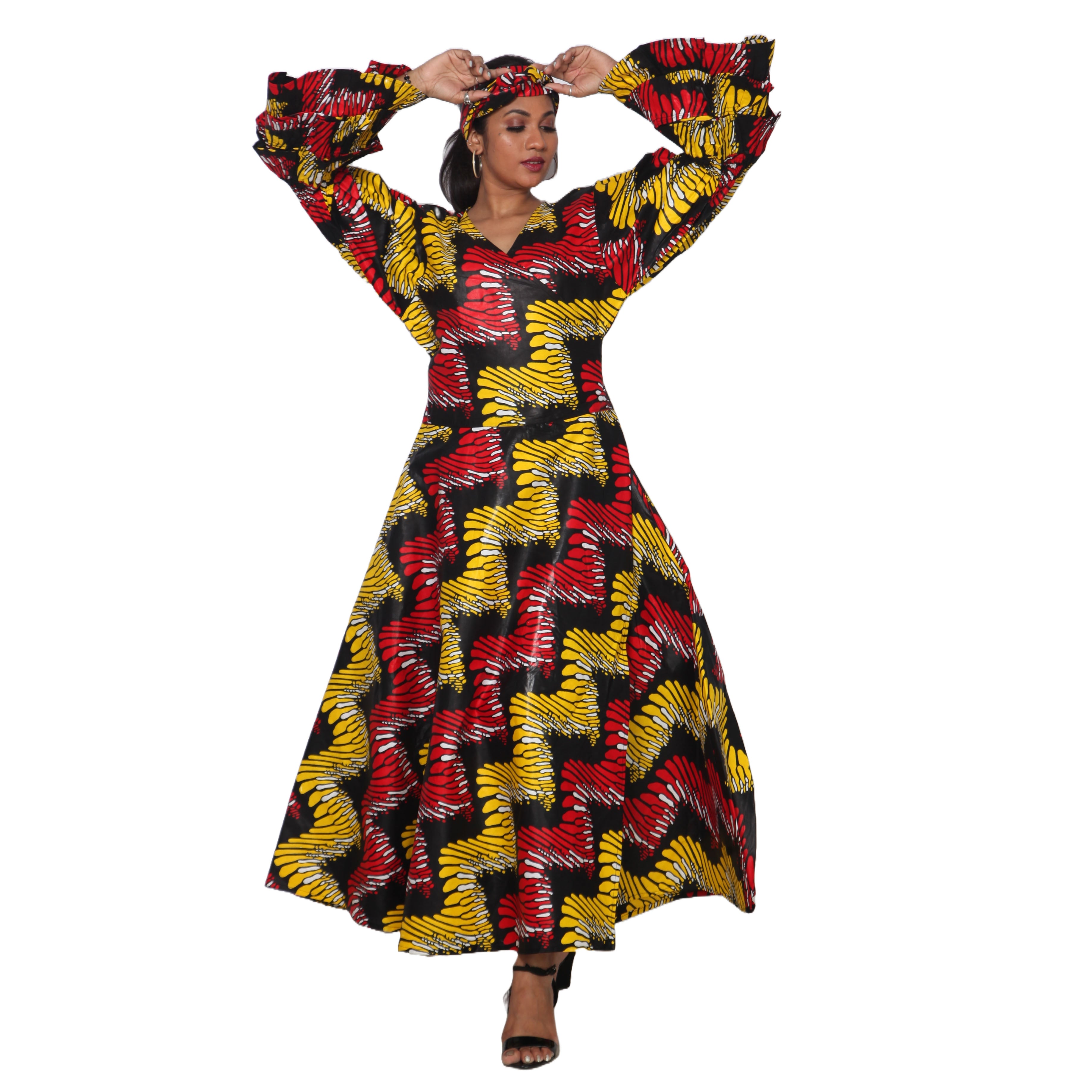 Women's Tiered Frill Sleeve Wrap Dress - FI-70 FS