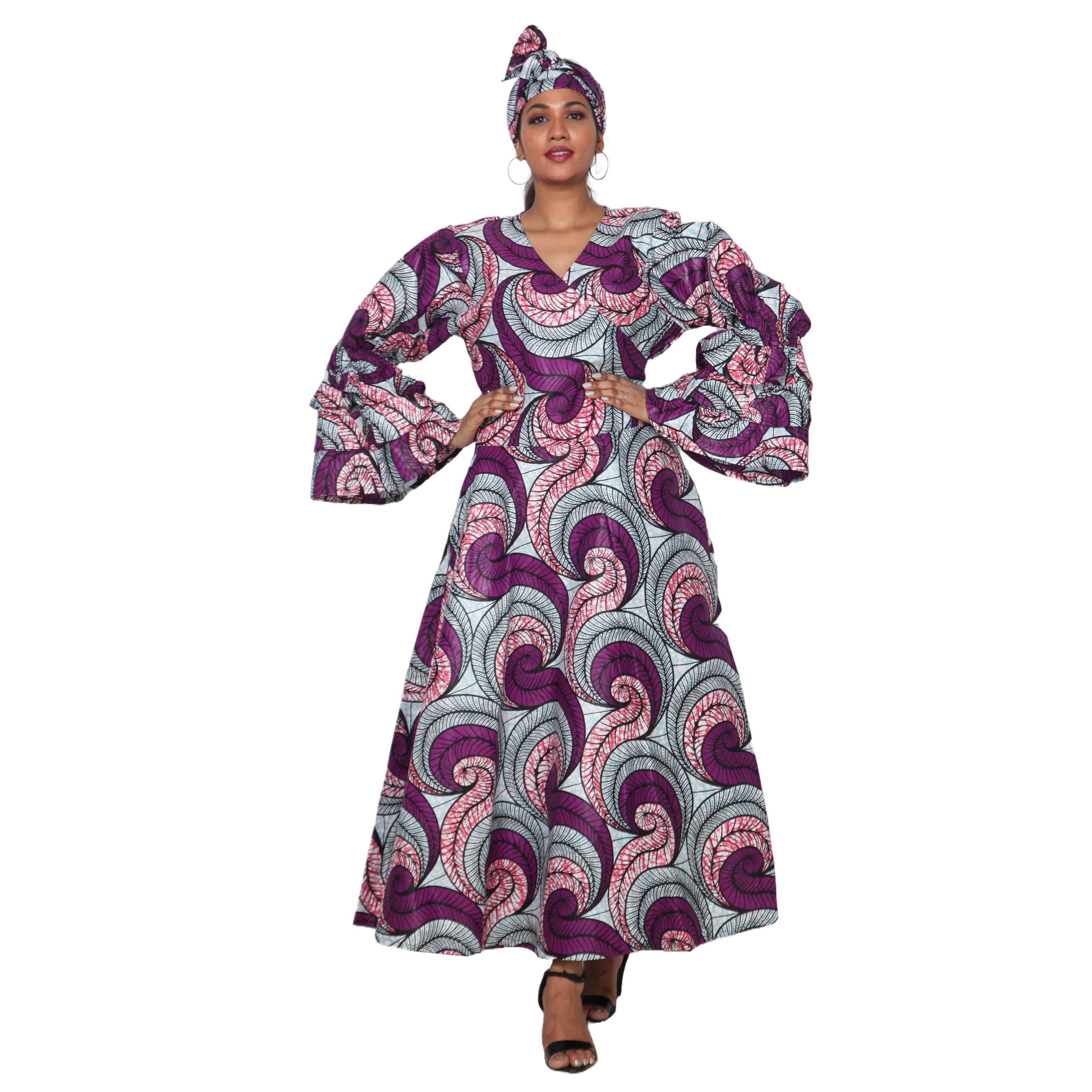 Women's Tiered Frill Sleeve Wrap Dress - FI-70 FS