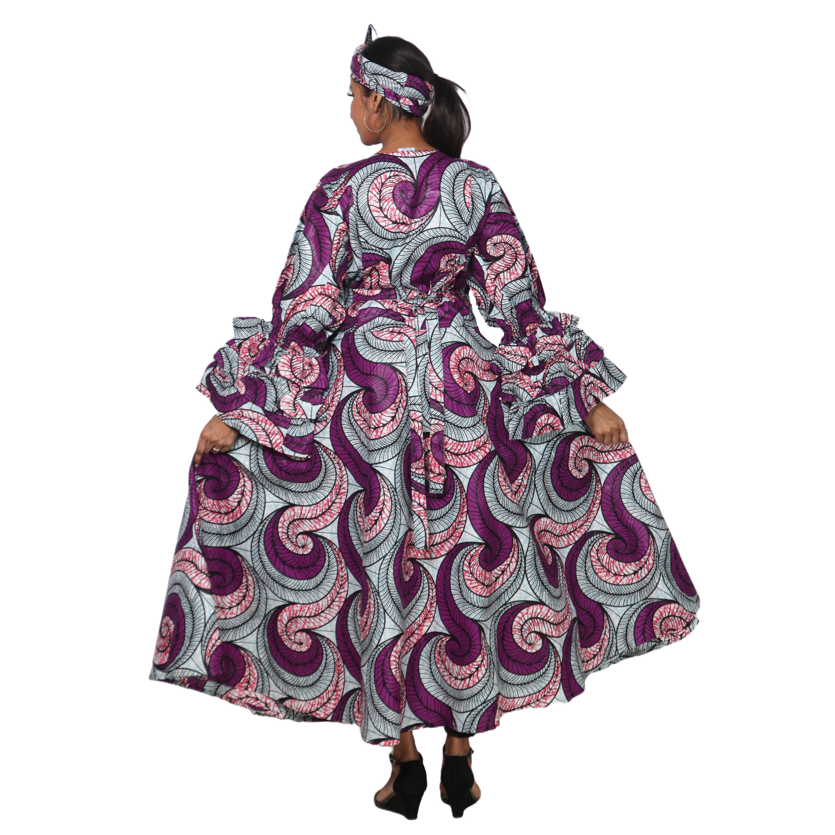Women's Tiered Frill Sleeve Wrap Dress - FI-70 FS