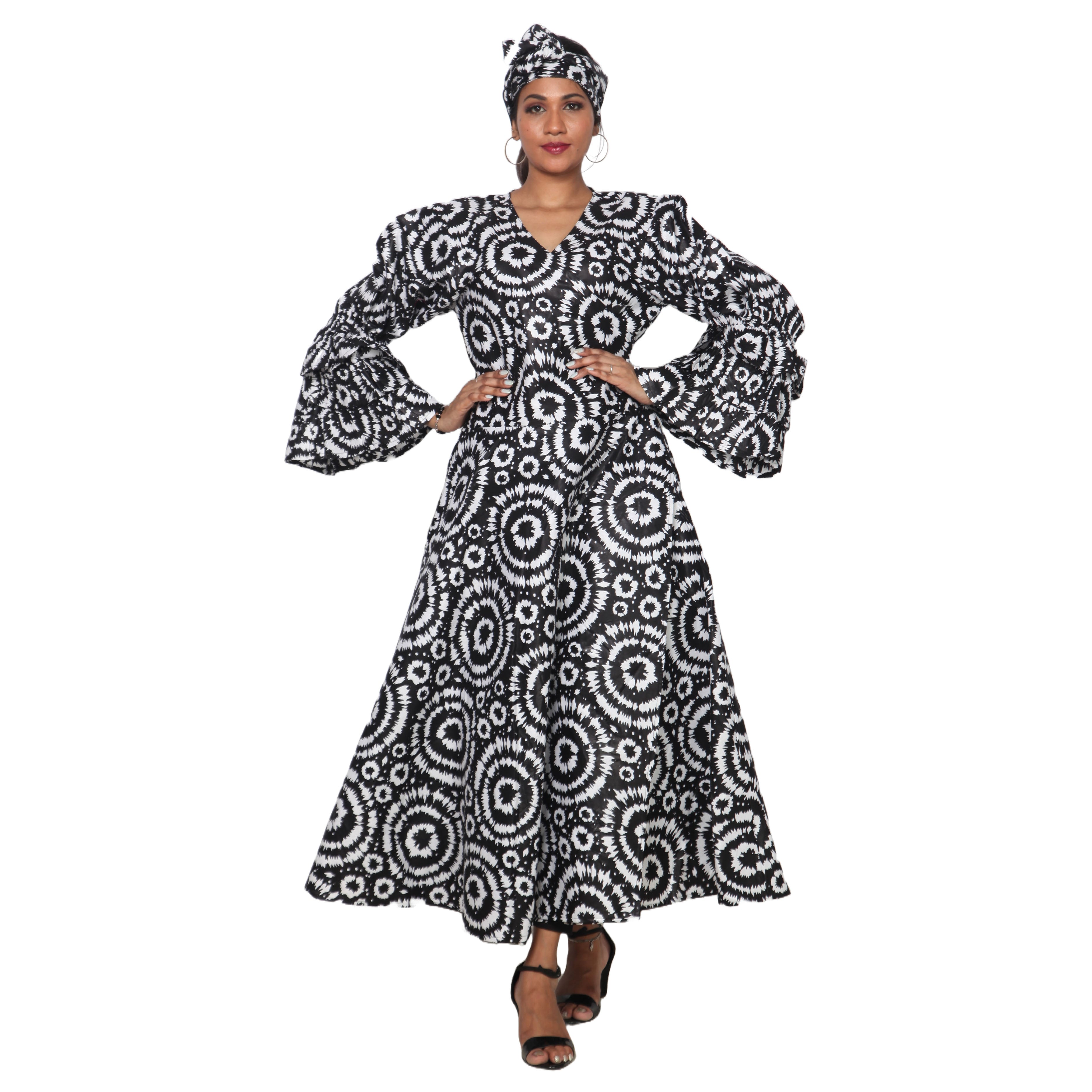 Women's Tiered Frill Sleeve Wrap Dress - FI-70 FS