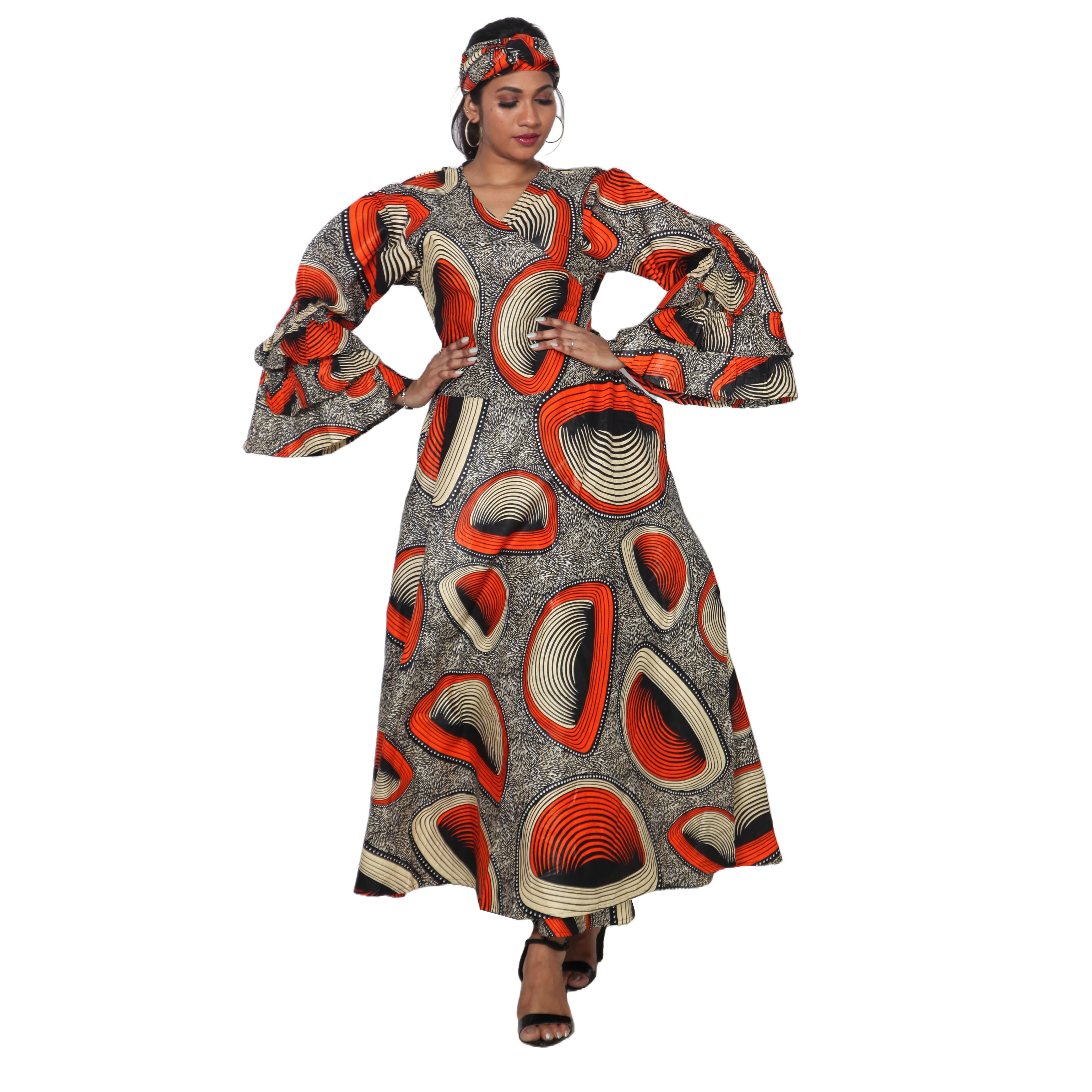 Women's Tiered Frill Sleeve Wrap Dress - FI-70 FS