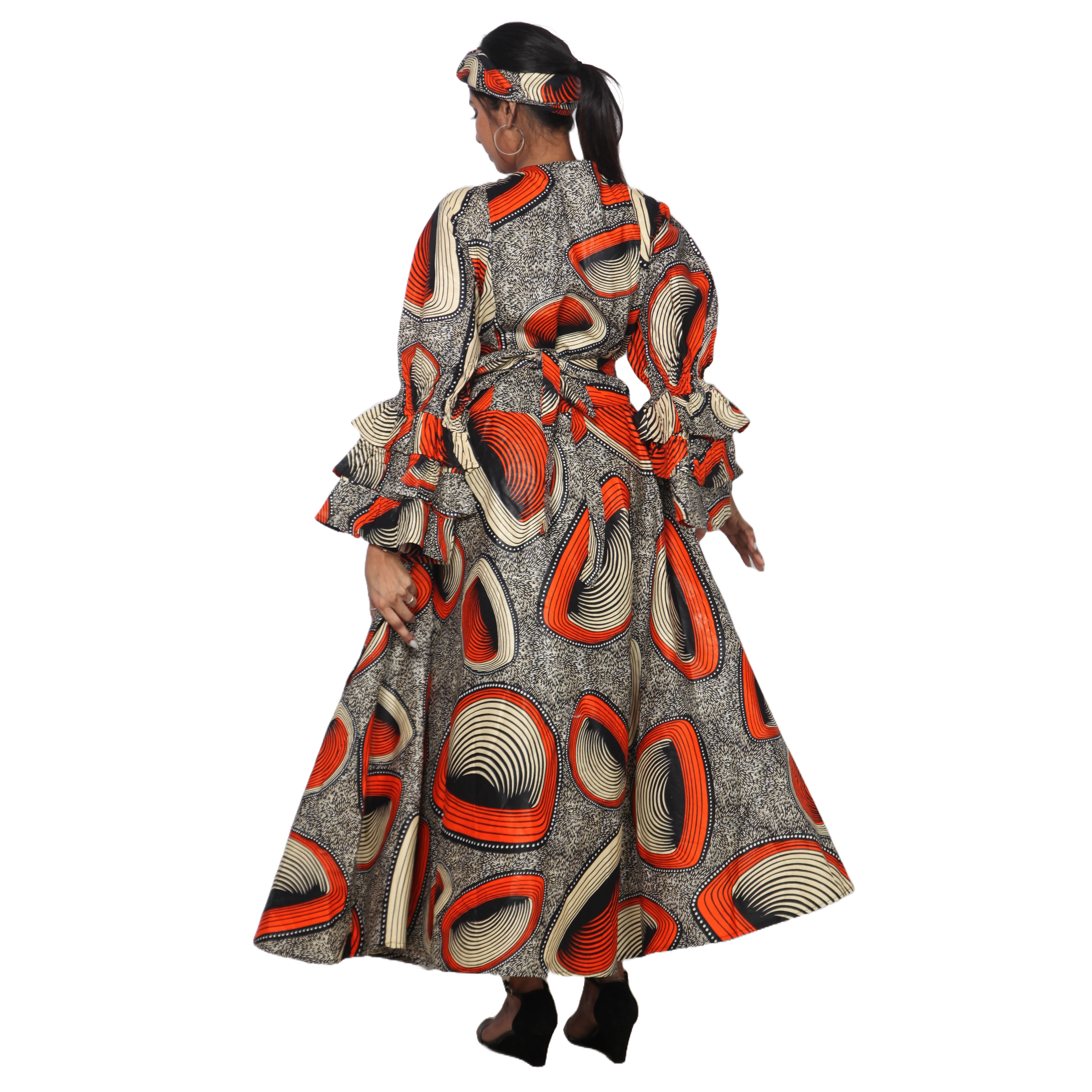 Women's Tiered Frill Sleeve Wrap Dress - FI-70 FS
