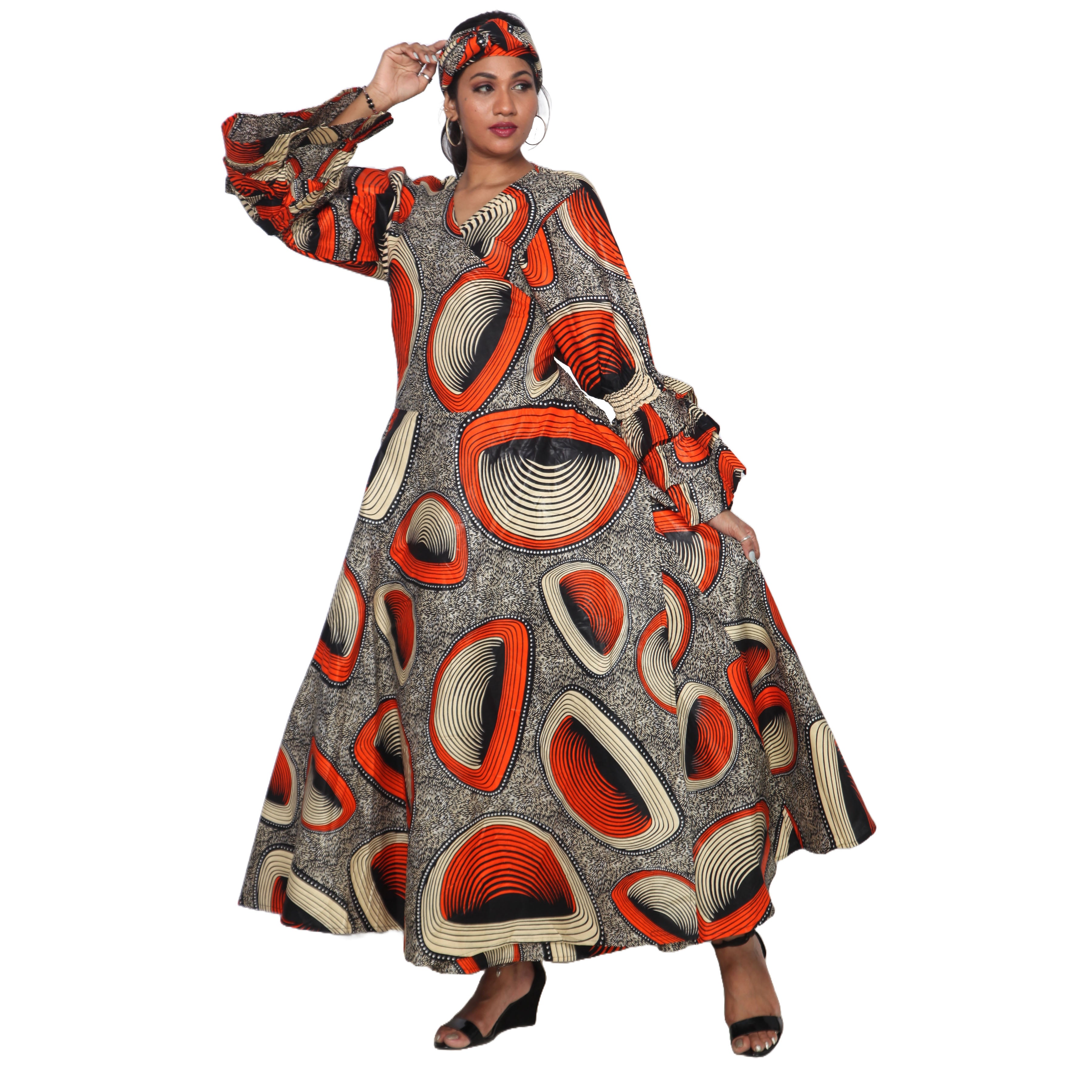 Women's Tiered Frill Sleeve Wrap Dress - FI-70 FS