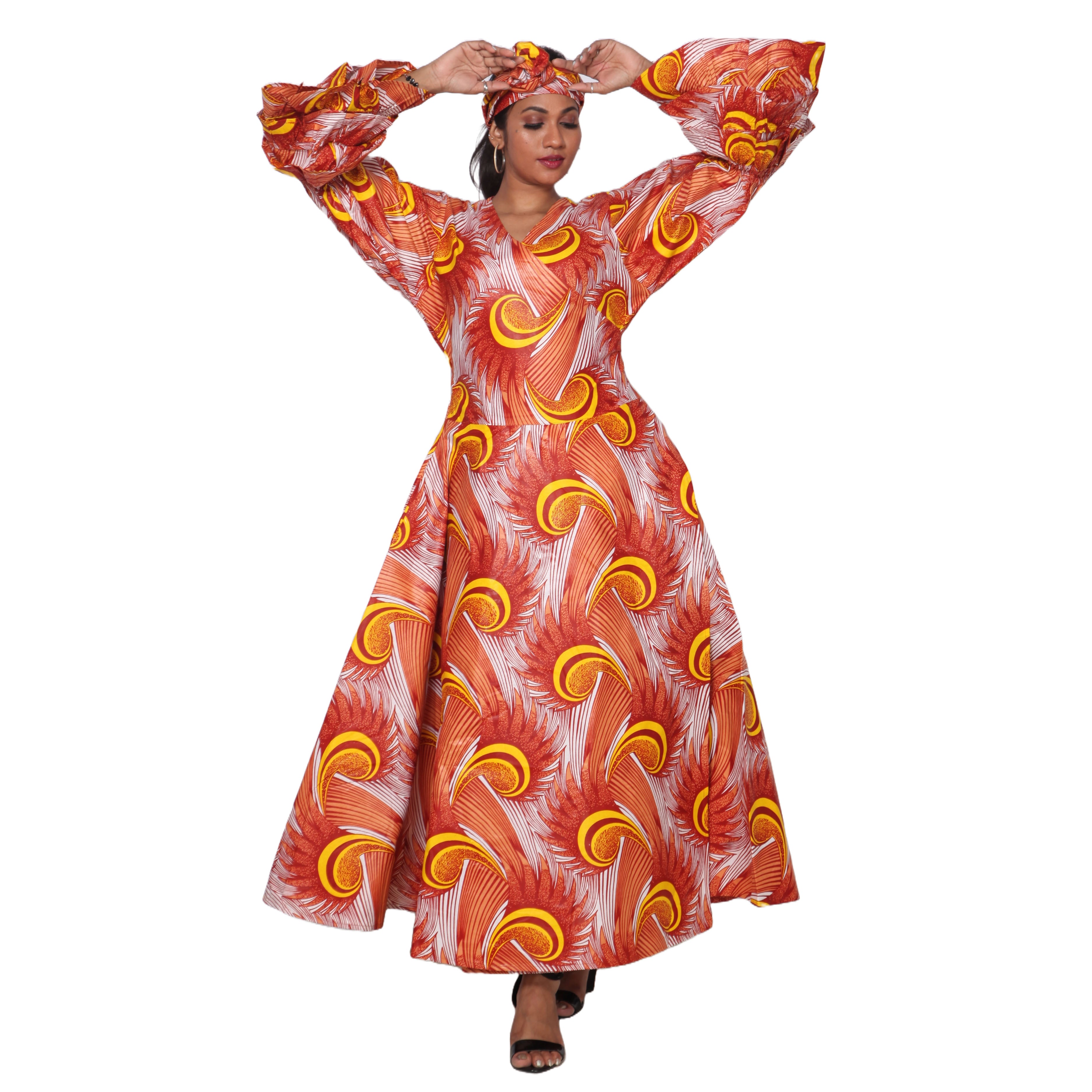 Women's Tiered Frill Sleeve Wrap Dress - FI-70 FS