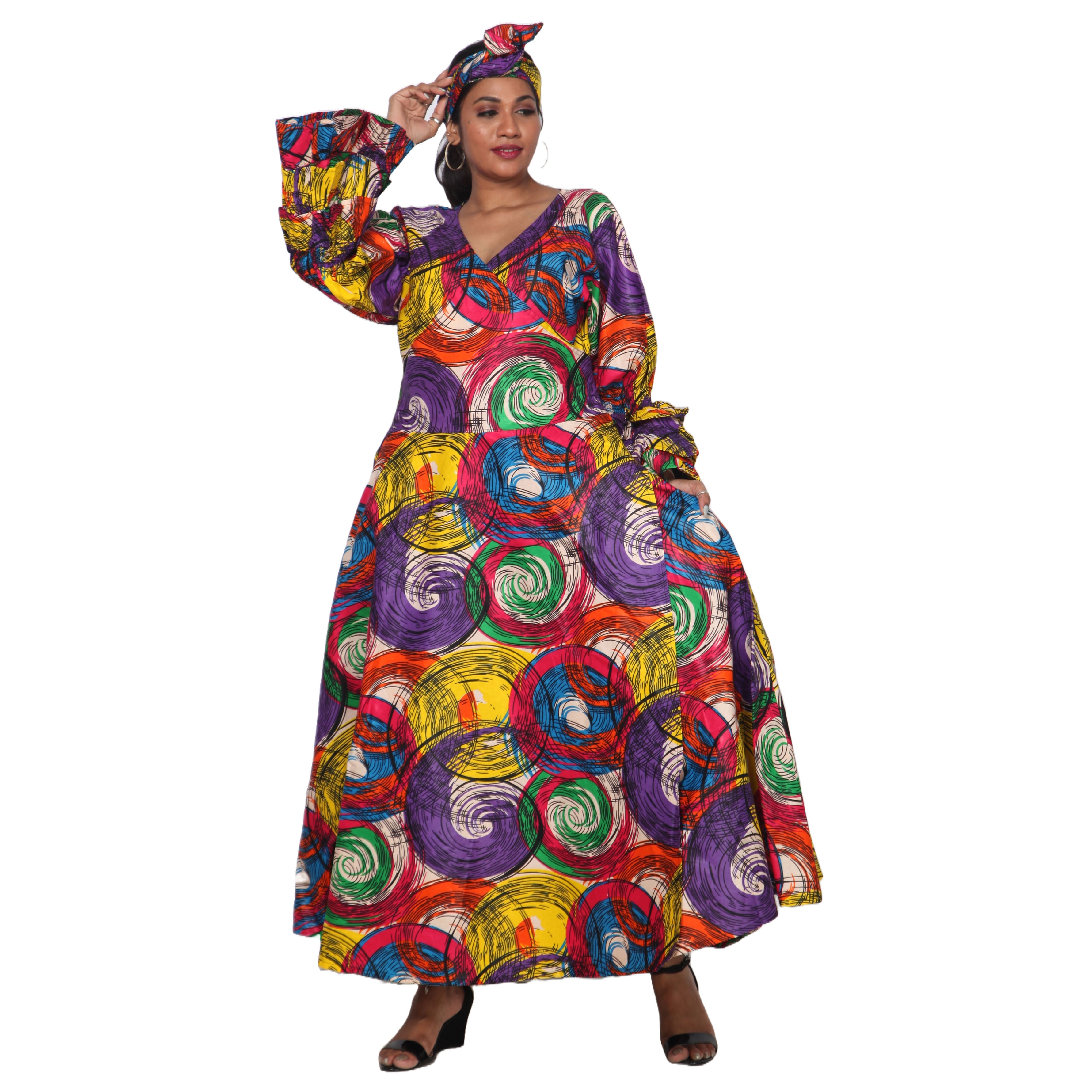 Women's Tiered Frill Sleeve Wrap Dress - FI-70 FS