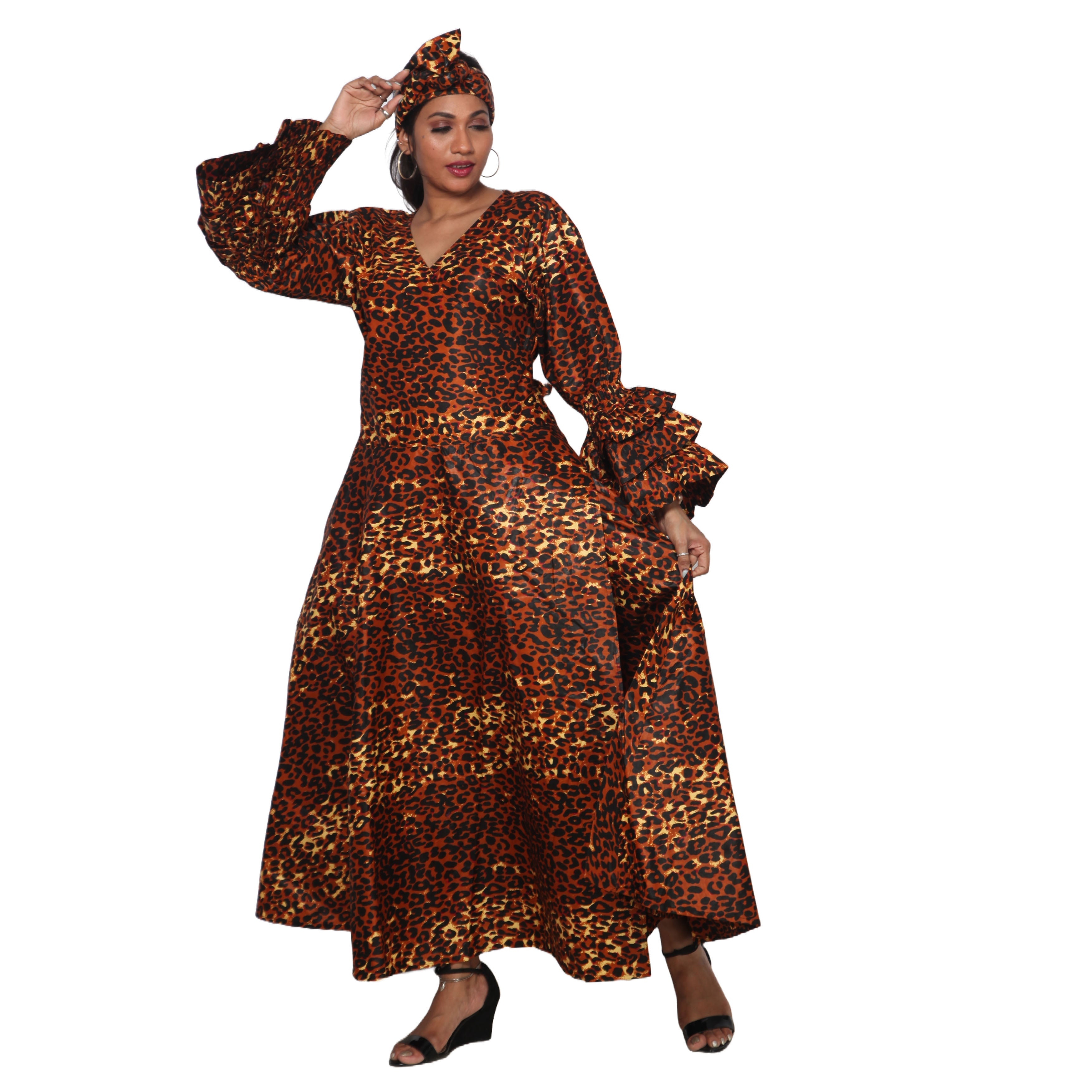 Women's Tiered Frill Sleeve Wrap Dress - FI-70 FS