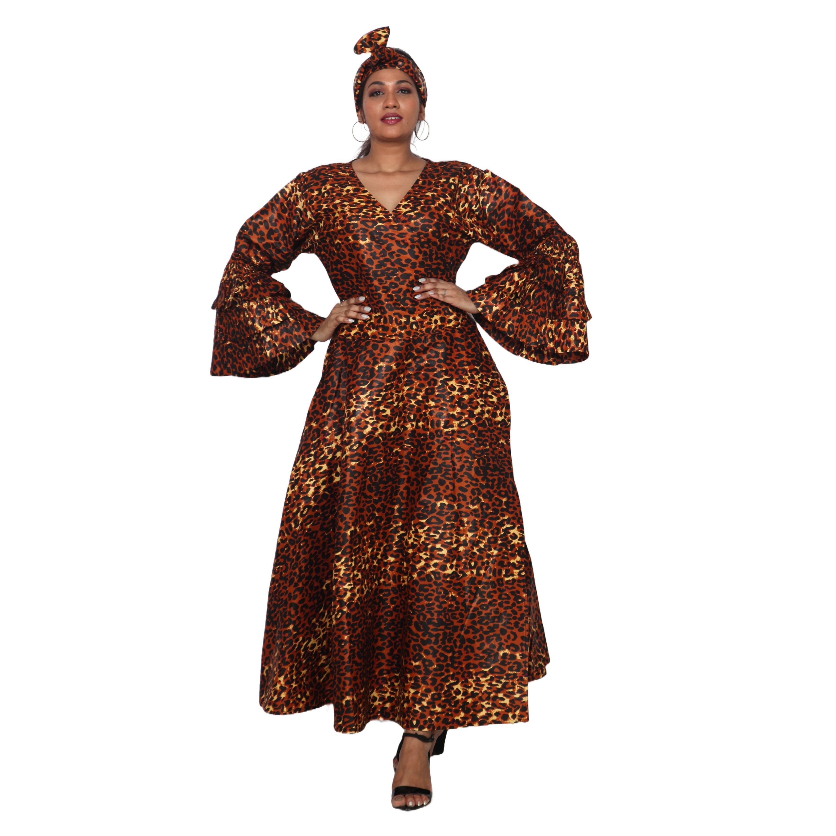 Women's Tiered Frill Sleeve Wrap Dress - FI-70 FS