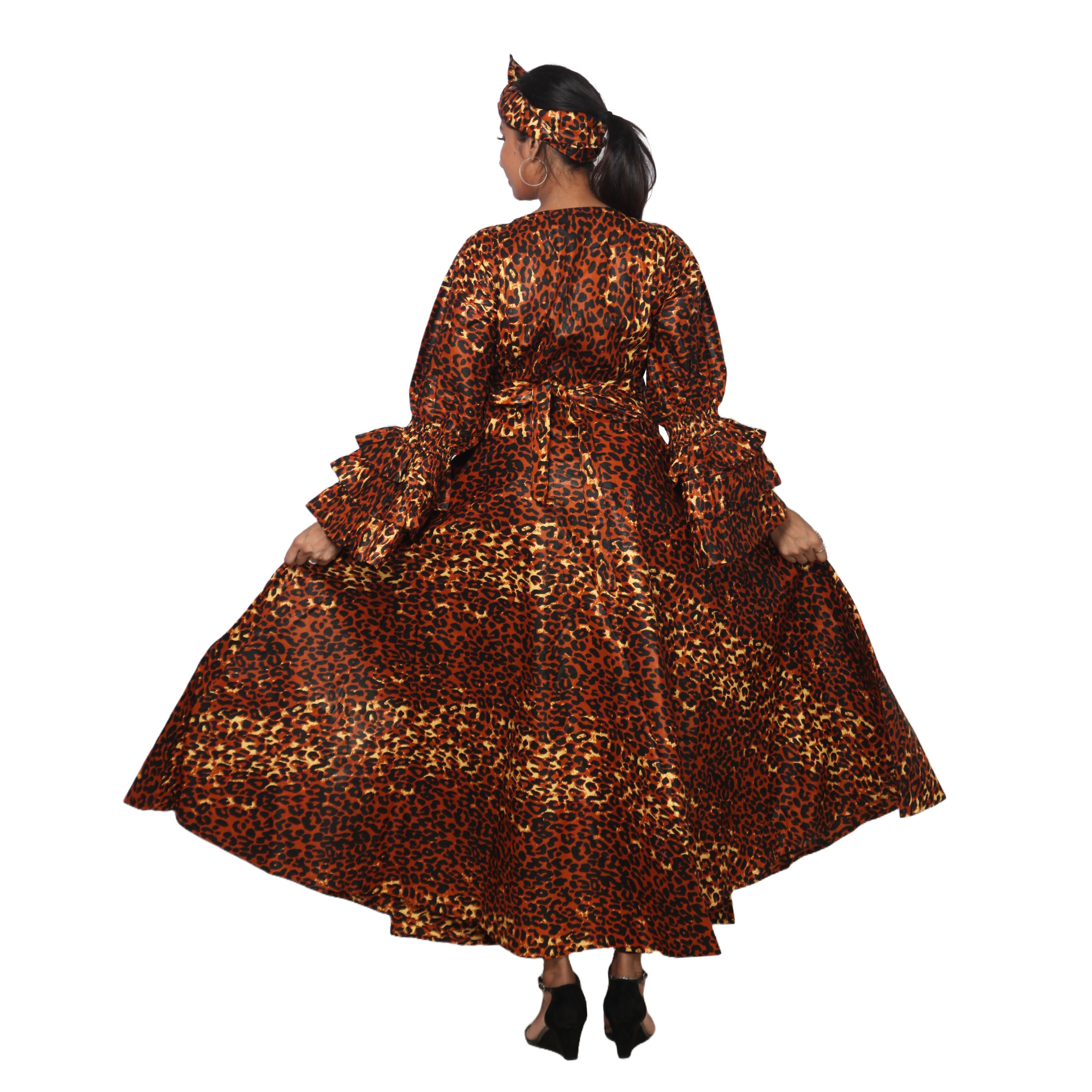 Women's Tiered Frill Sleeve Wrap Dress - FI-70 FS