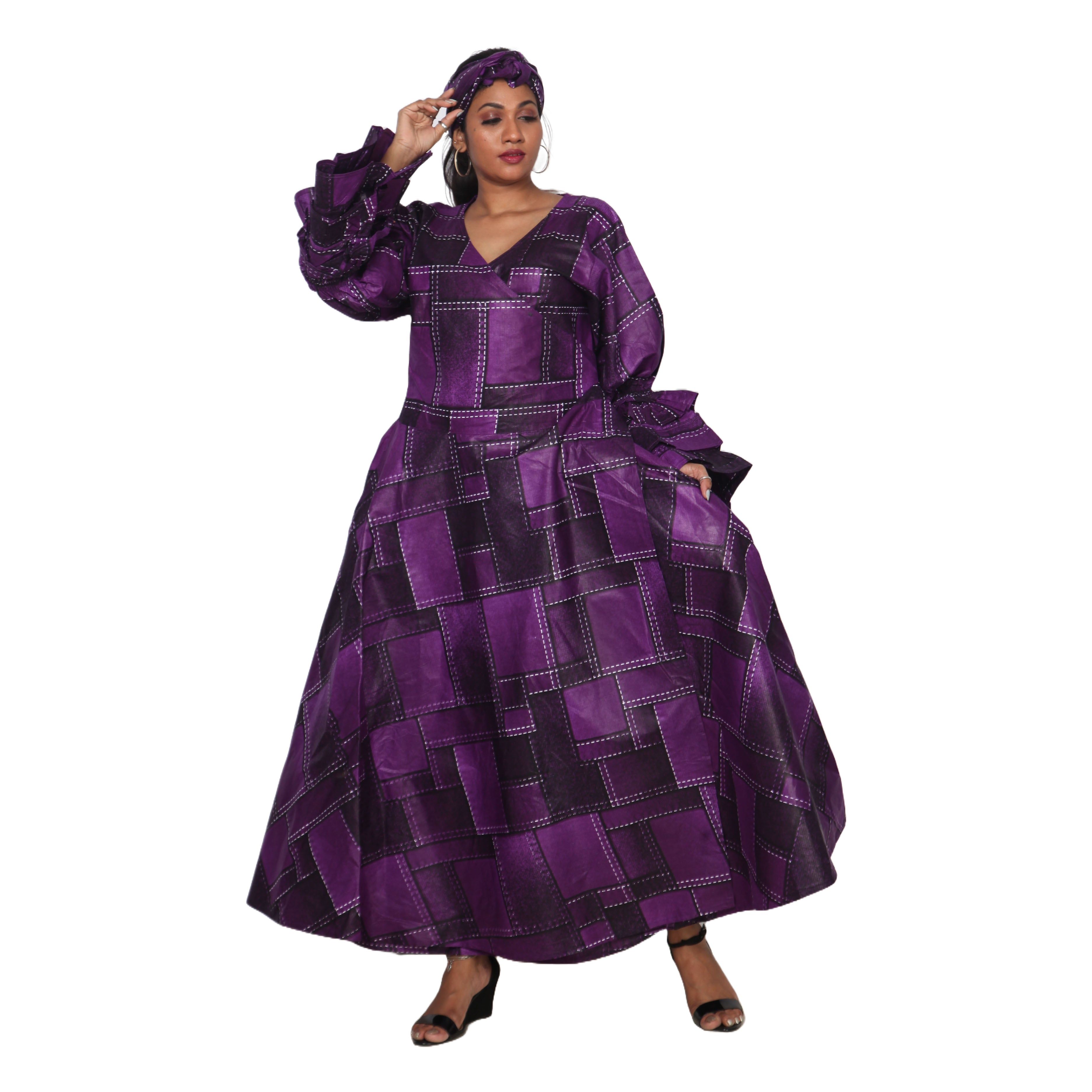 Women's Tiered Frill Sleeve Wrap Dress - FI-70 FS