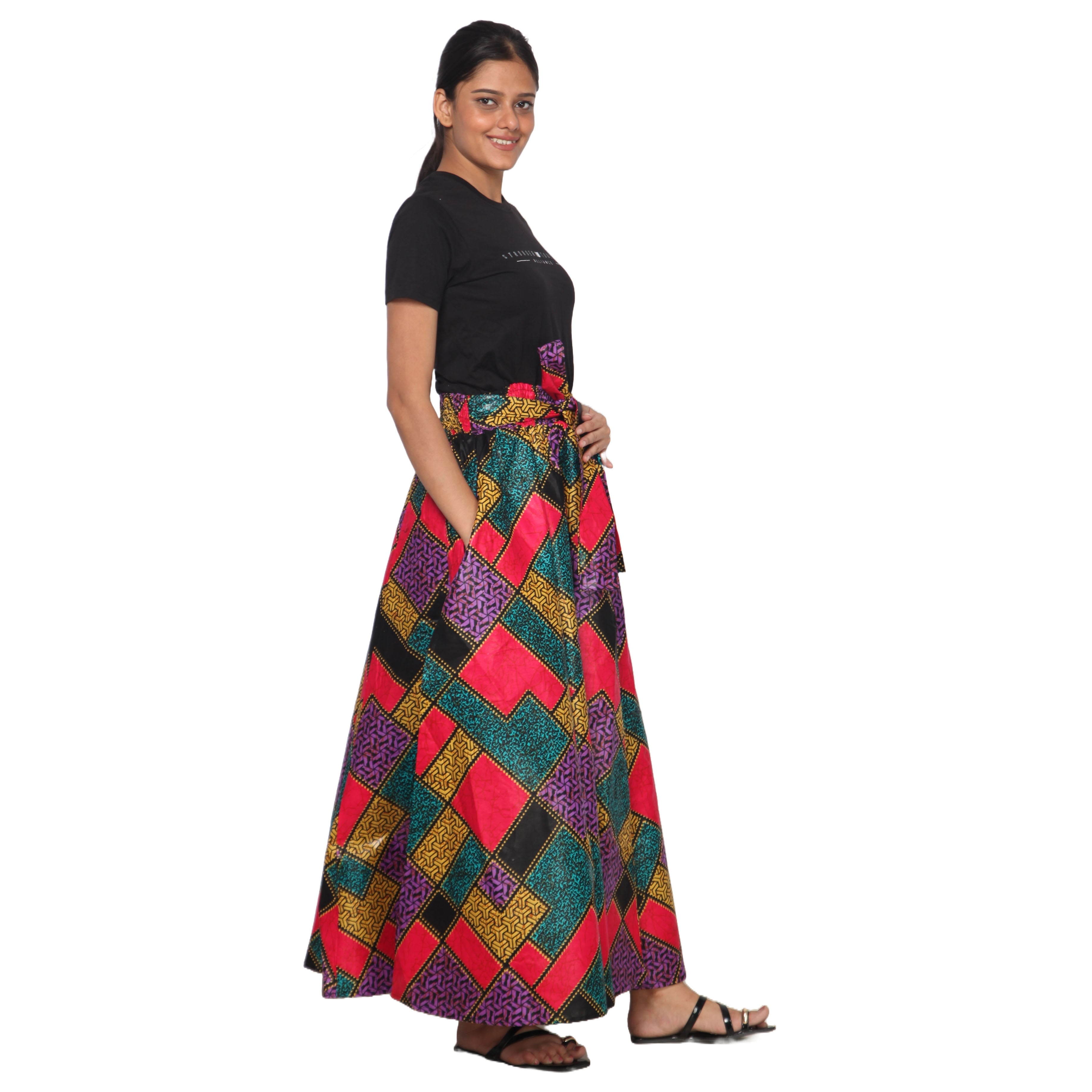Women's African Printed Long Maxi Skirt -- FI-32