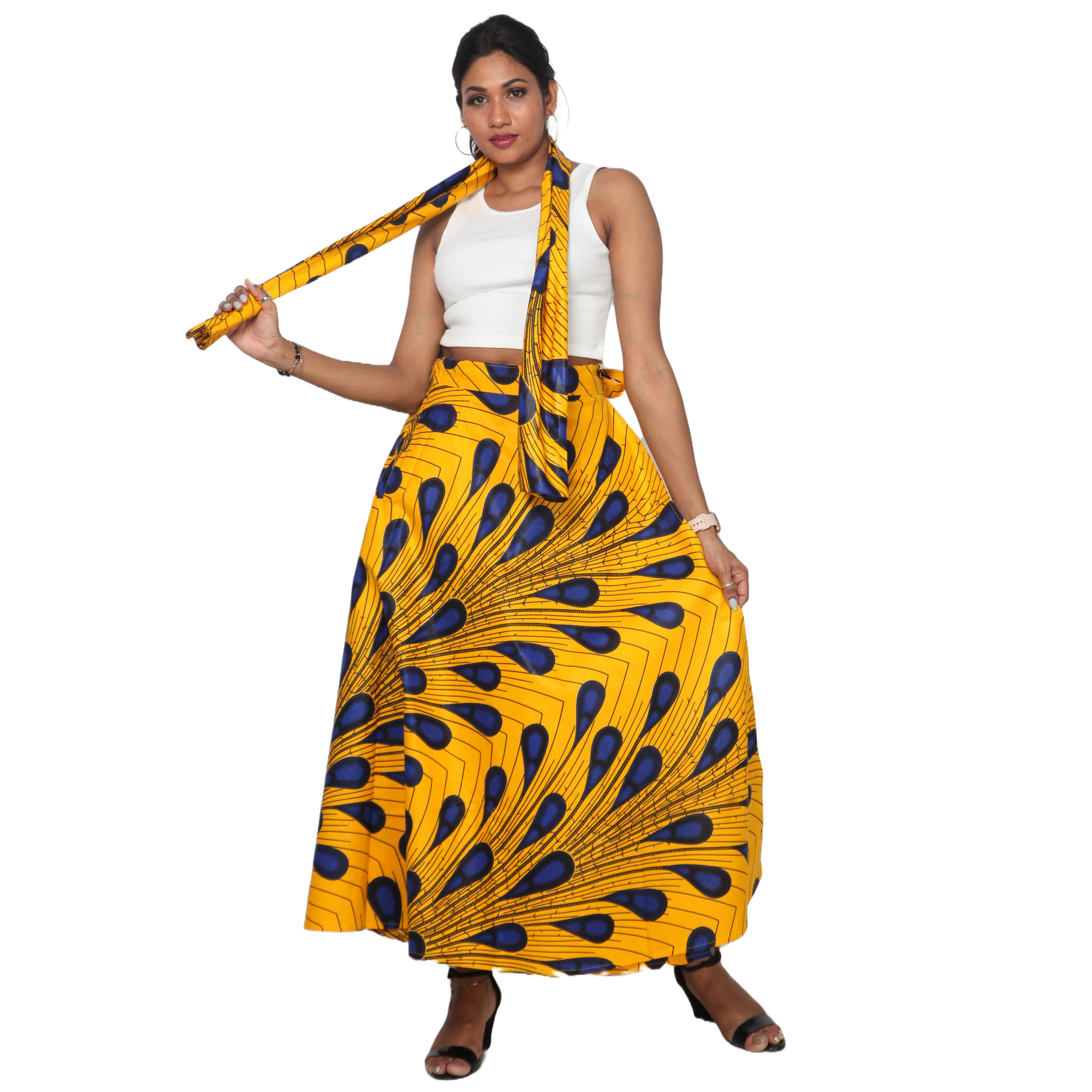 Women's African Printed Long Maxi Skirt -- FI-32