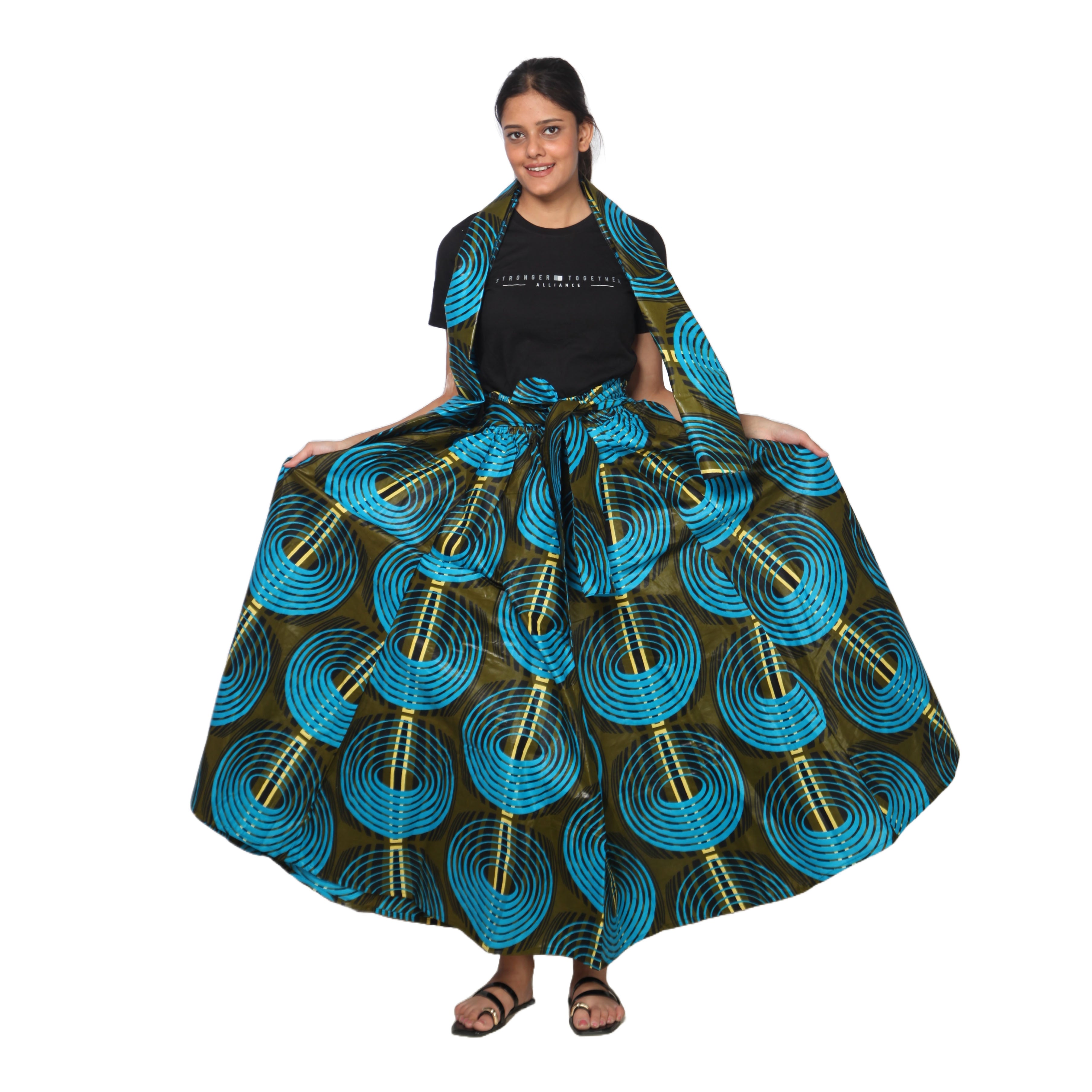 Women's African Printed Long Maxi Skirt -- FI-32