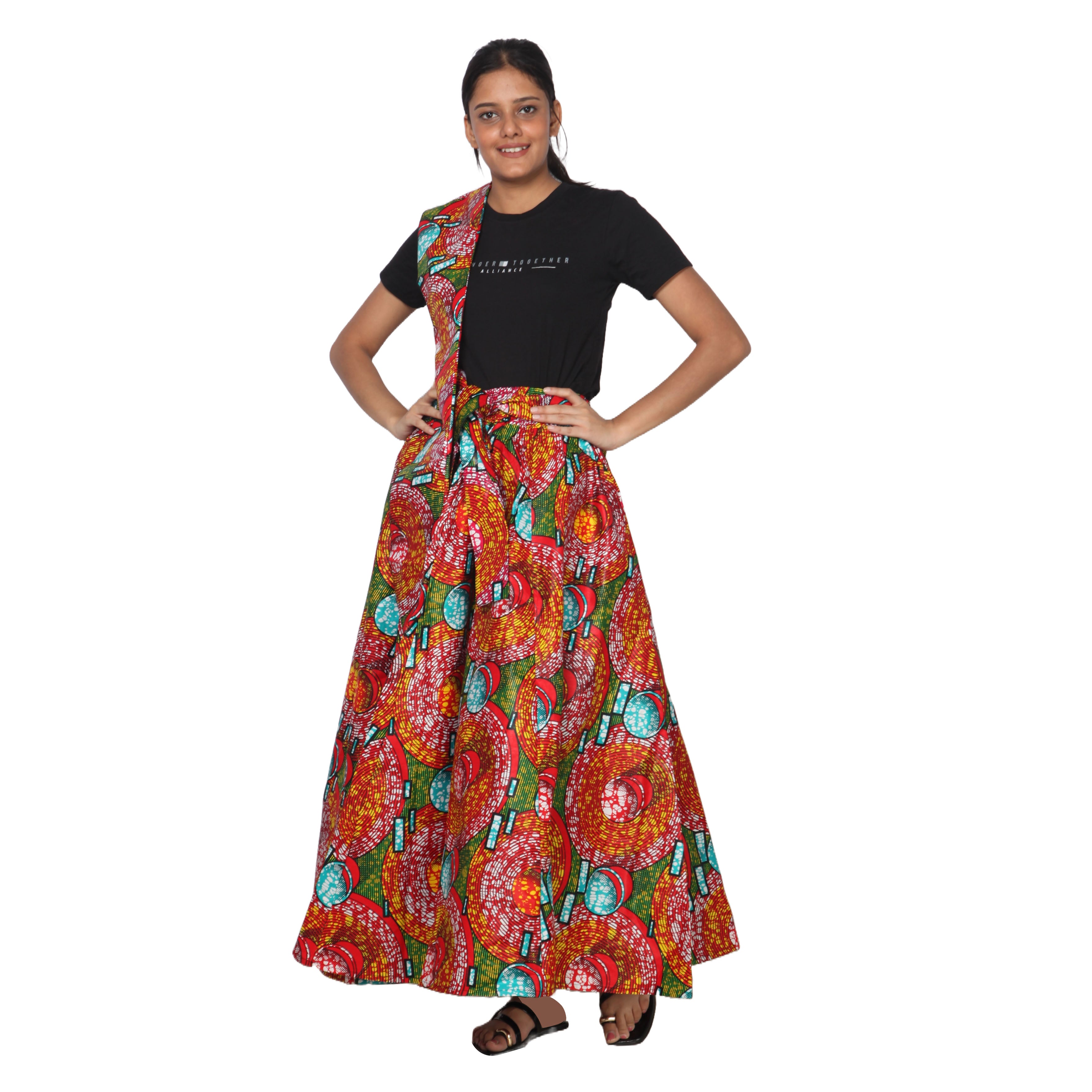 Women's African Printed Long Maxi Skirt -- FI-32