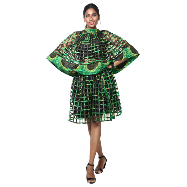 Women's Cage Poncho and Mini Skirt Set -- FI-ST102-104