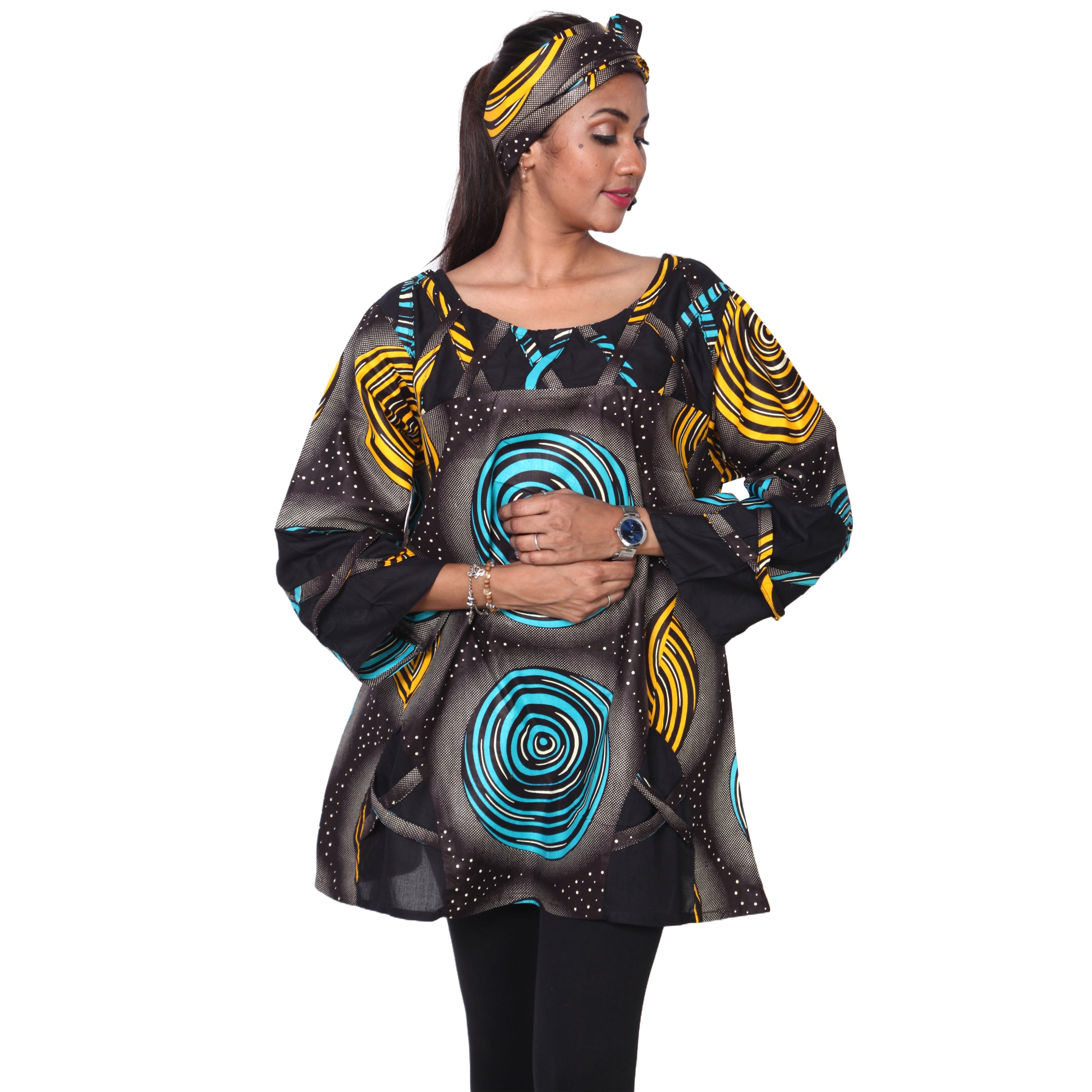 Women's Cage Neck Long Sleeve Tunic Top -- FI-19
