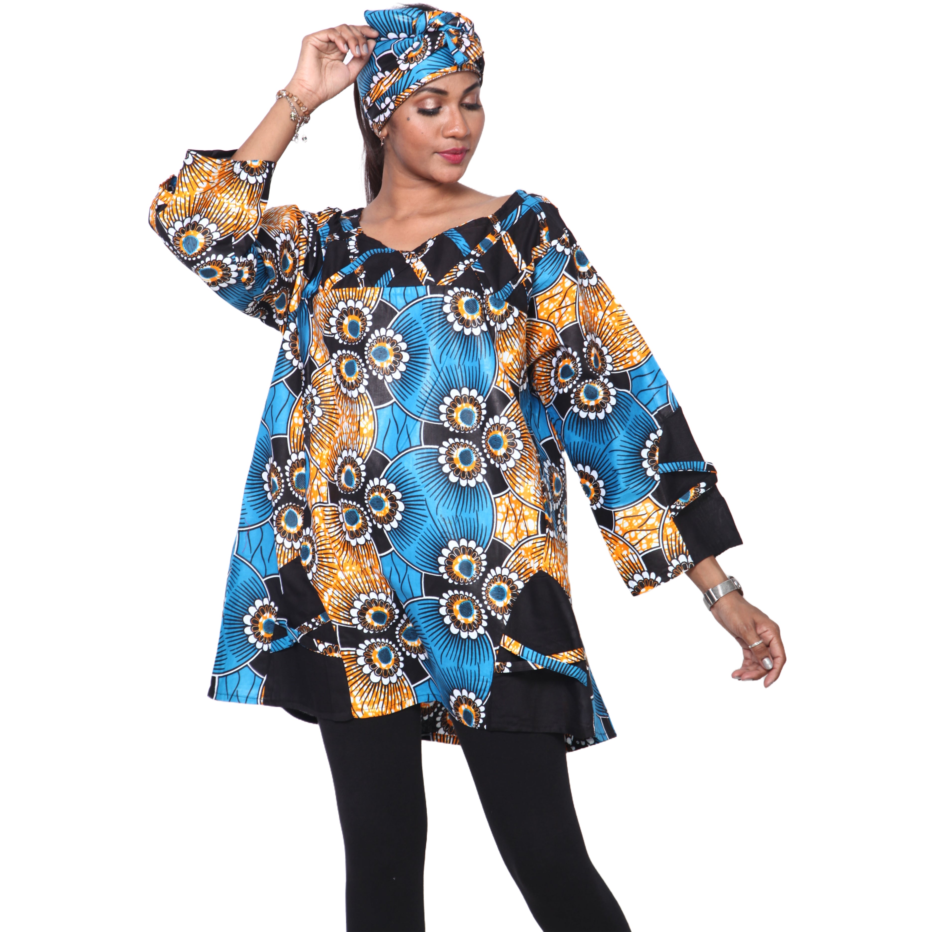 Women's Cage Neck Long Sleeve Tunic Top -- FI-19