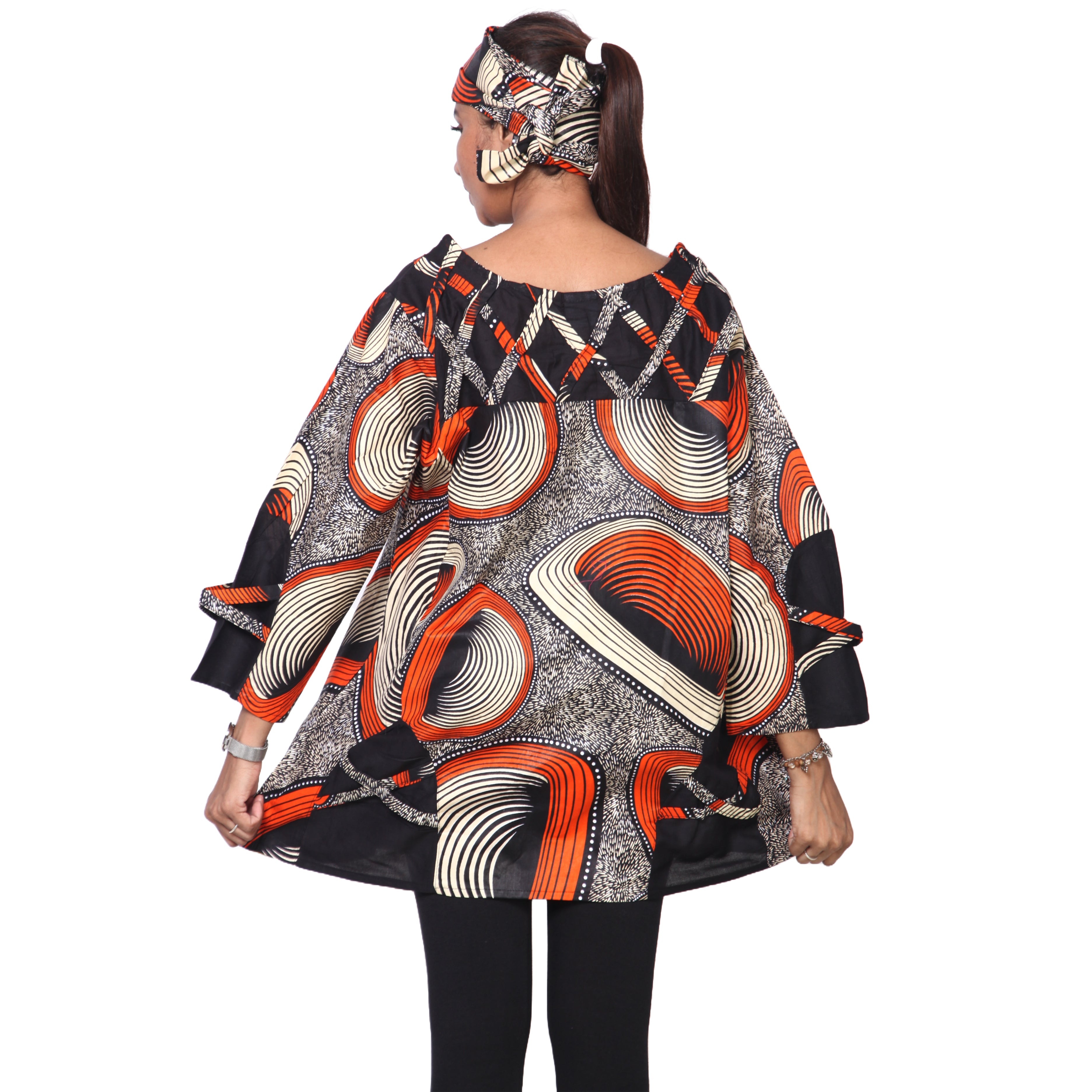 Women's Cage Neck Long Sleeve Tunic Top -- FI-19