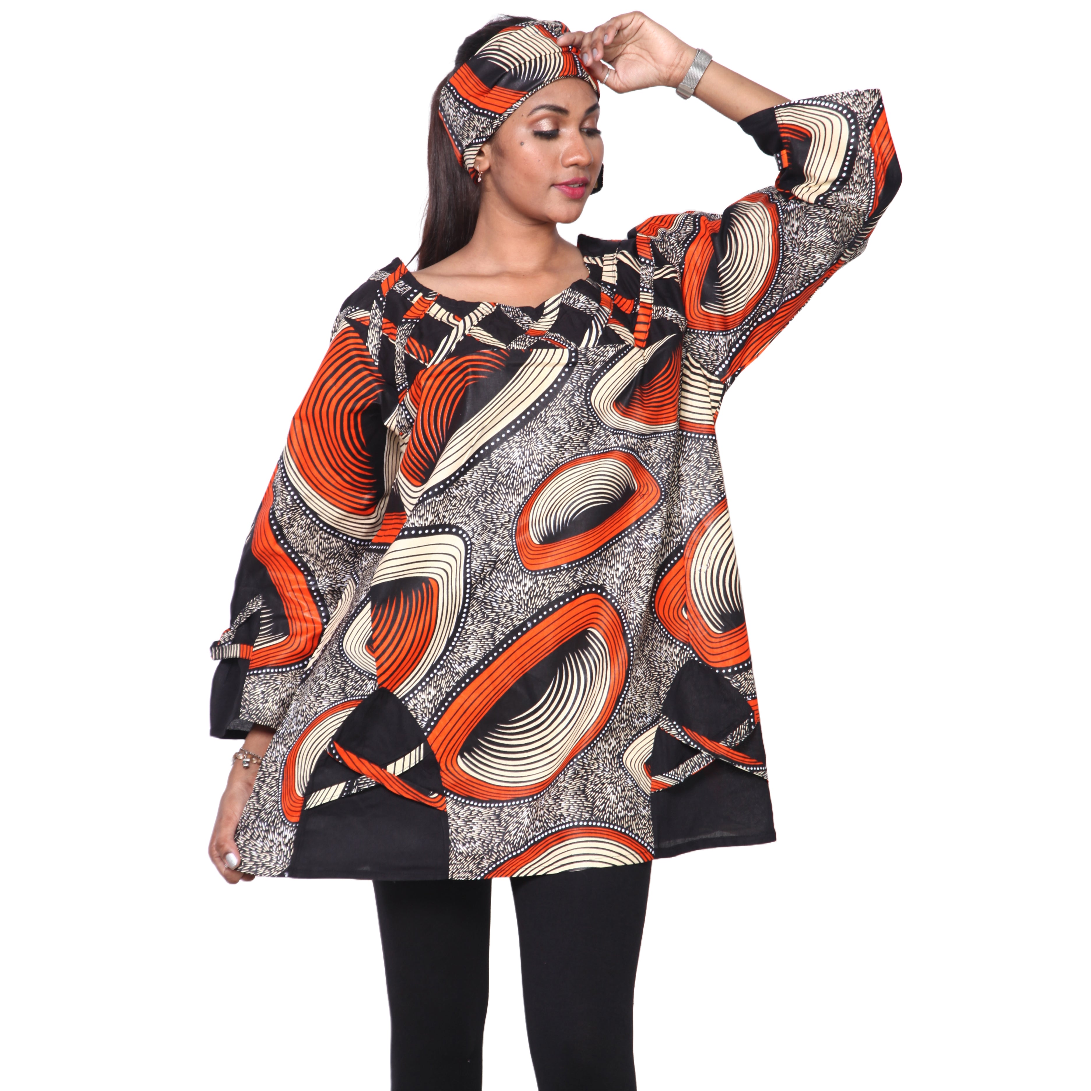 Women's Cage Neck Long Sleeve Tunic Top -- FI-19