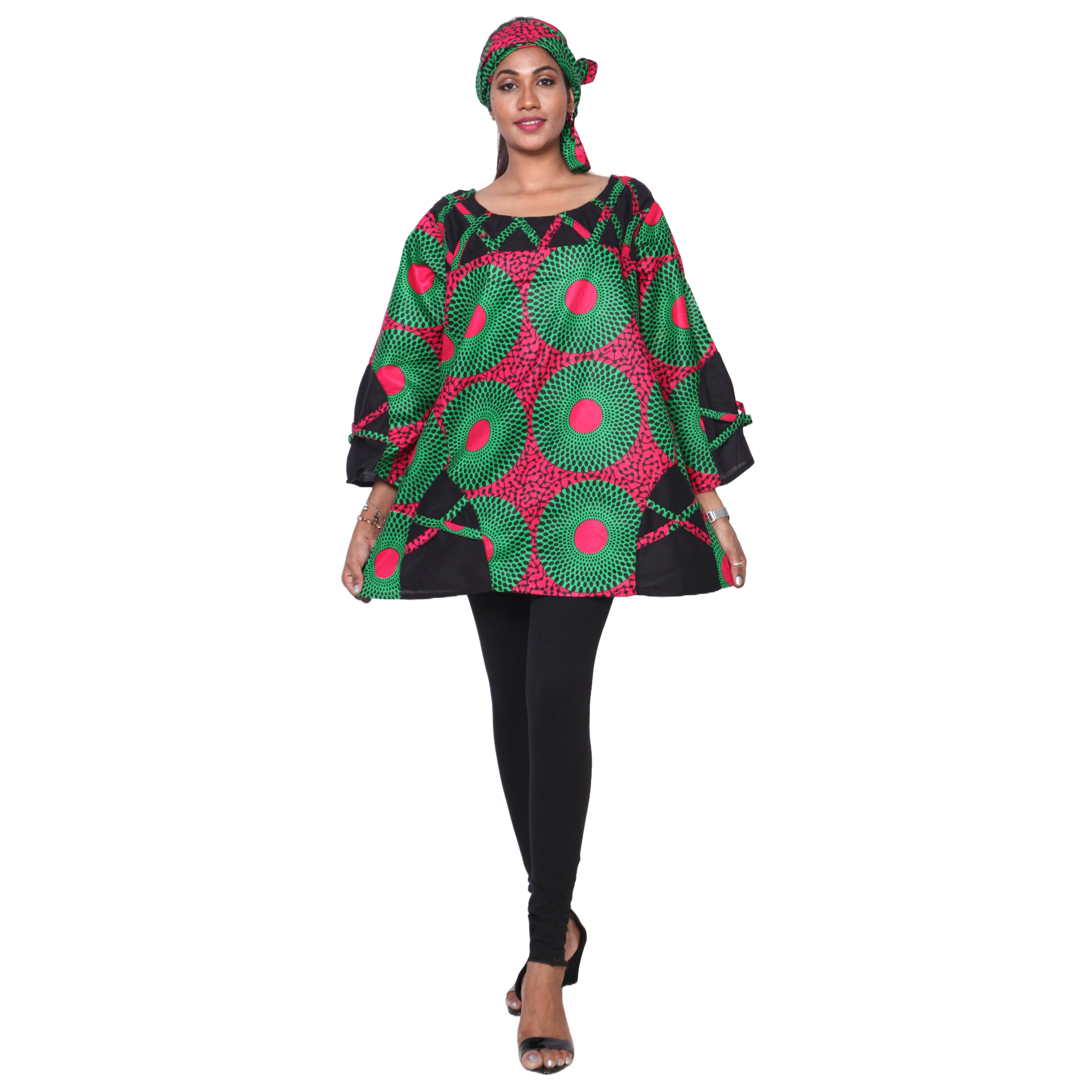 Women's Cage Neck Long Sleeve Tunic Top -- FI-19