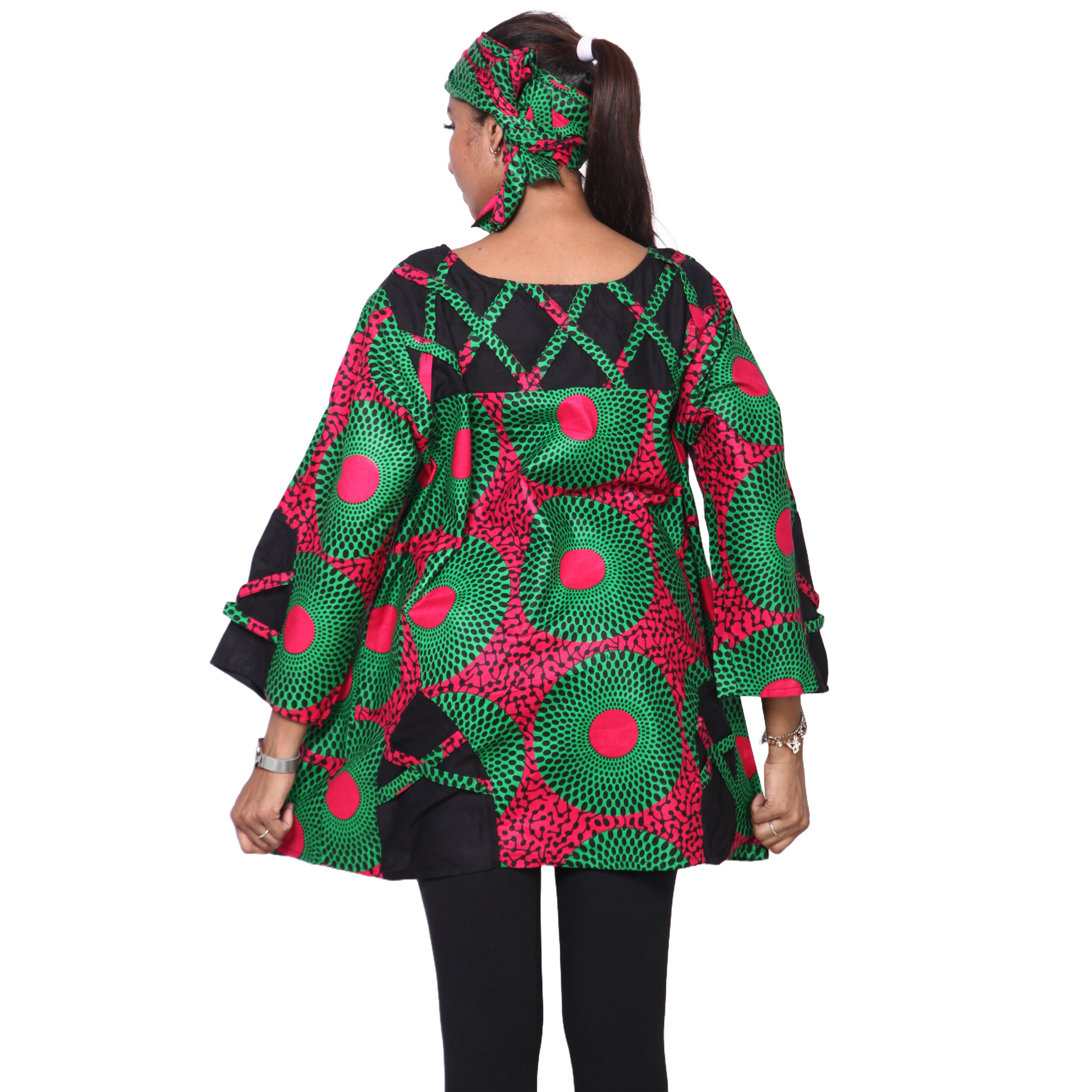 Women's Cage Neck Long Sleeve Tunic Top -- FI-19