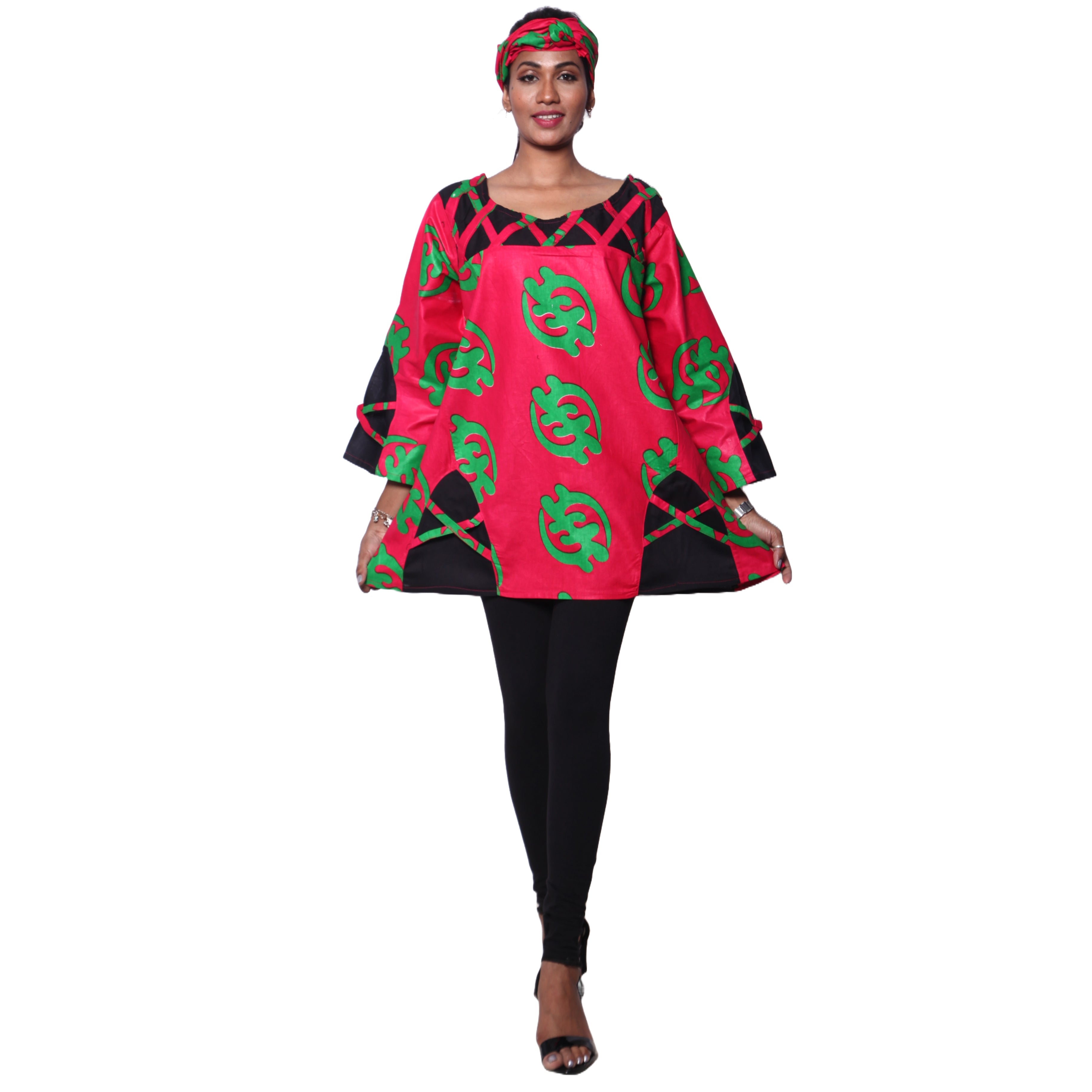 Women's Cage Neck Long Sleeve Tunic Top -- FI-19